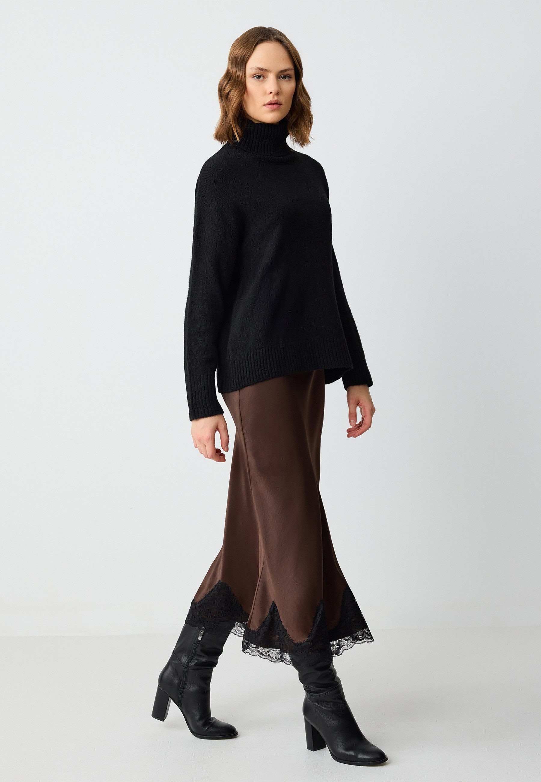 Minirock Langer Rock Aus Satingewebe Mit Elastischer Taille