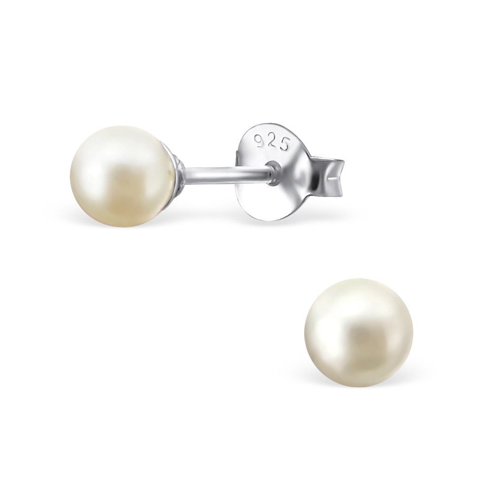 Paar Ohrstecker-Set BUNGSA aus 2-tlg), 925 Damen Perlen (2 Ohrstecker Ohrringe Stück), Silber (1 Cremefarben Ohrschmuck