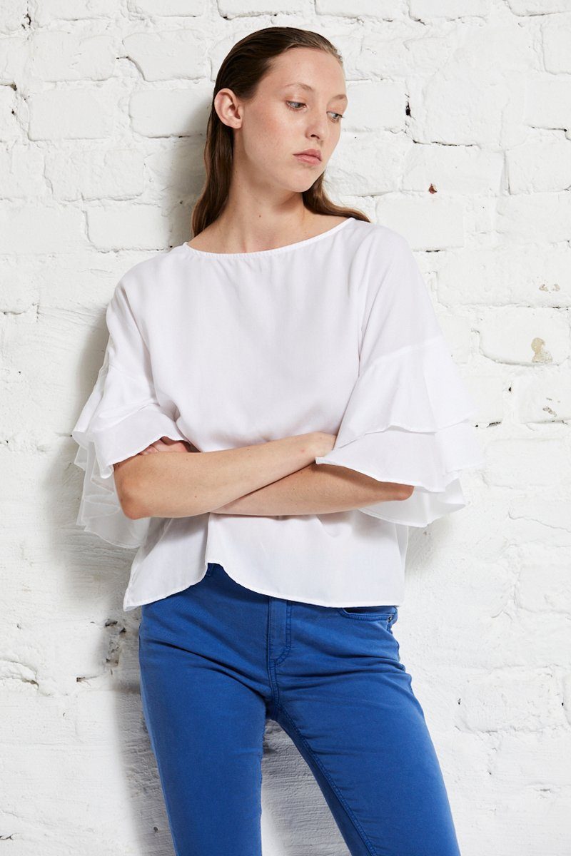 wunderwerk Rüschenbluse TENCEL volant sleeve blouse