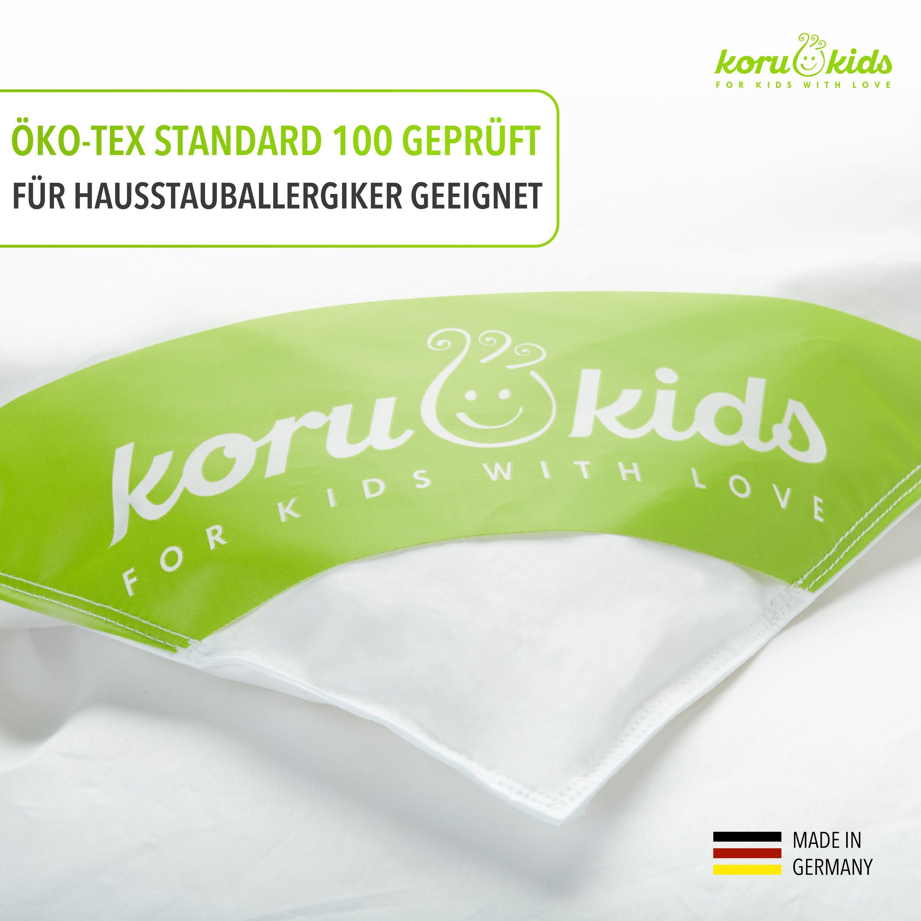 Koru Kids Babybettdecke Baby-Decke 80x80 cm, Füllung: 90% Daunen / 10% Federn - Klasse 1, Waschbar bis 60° C, temperaturausgleichend, allergikergeeignet