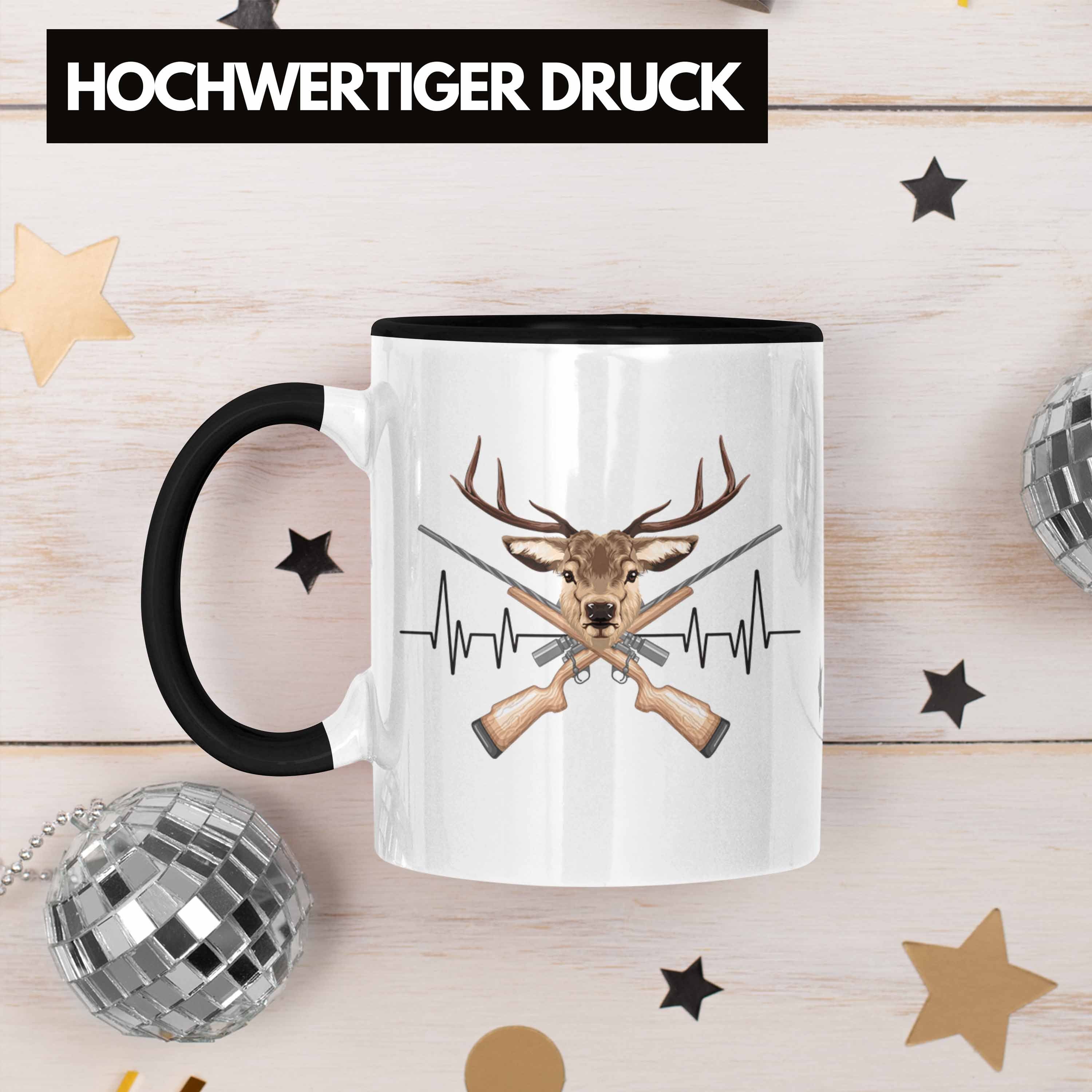 Trendation Tasse Trendation - Reh Jagd Herzschlag Tasse Geschenk für Jäger Hobby Gesche