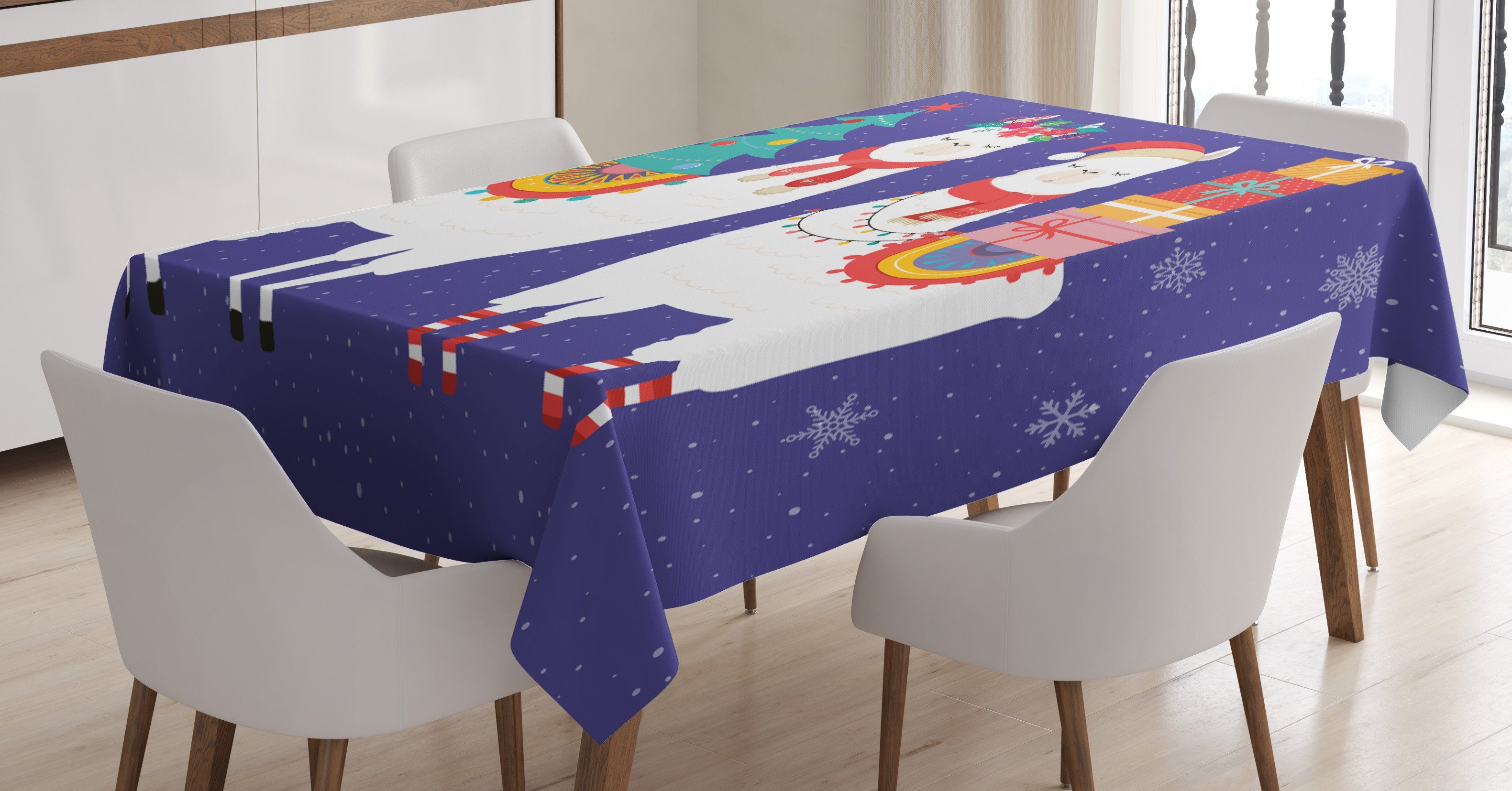 Abakuhaus Tischdecke Farbfest Waschbar Für den Außen Bereich geeignet Klare Farben, Weihnachten Cartoon Noel Llamas