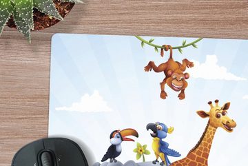 MuchoWow Gaming Mauspad Dschungel - Illustration - Wildtiere - Jungen - Mädchen - Kind (1-St), Mousepad mit Rutschfester Unterseite, Gaming, 40x40 cm, XXL, Großes