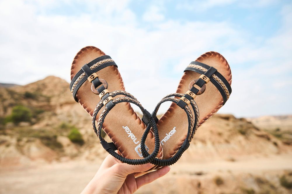 Rieker Sandale Sommerschuh, Urlaubsschuh, Schlupfsandale mit Gummizug