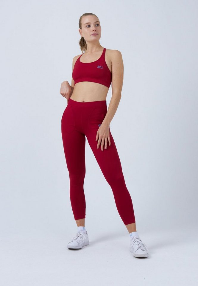 SPORTKIND Funktionsleggings Sportleggings mit Taschen Damen & Mädchen  bordeaux rot