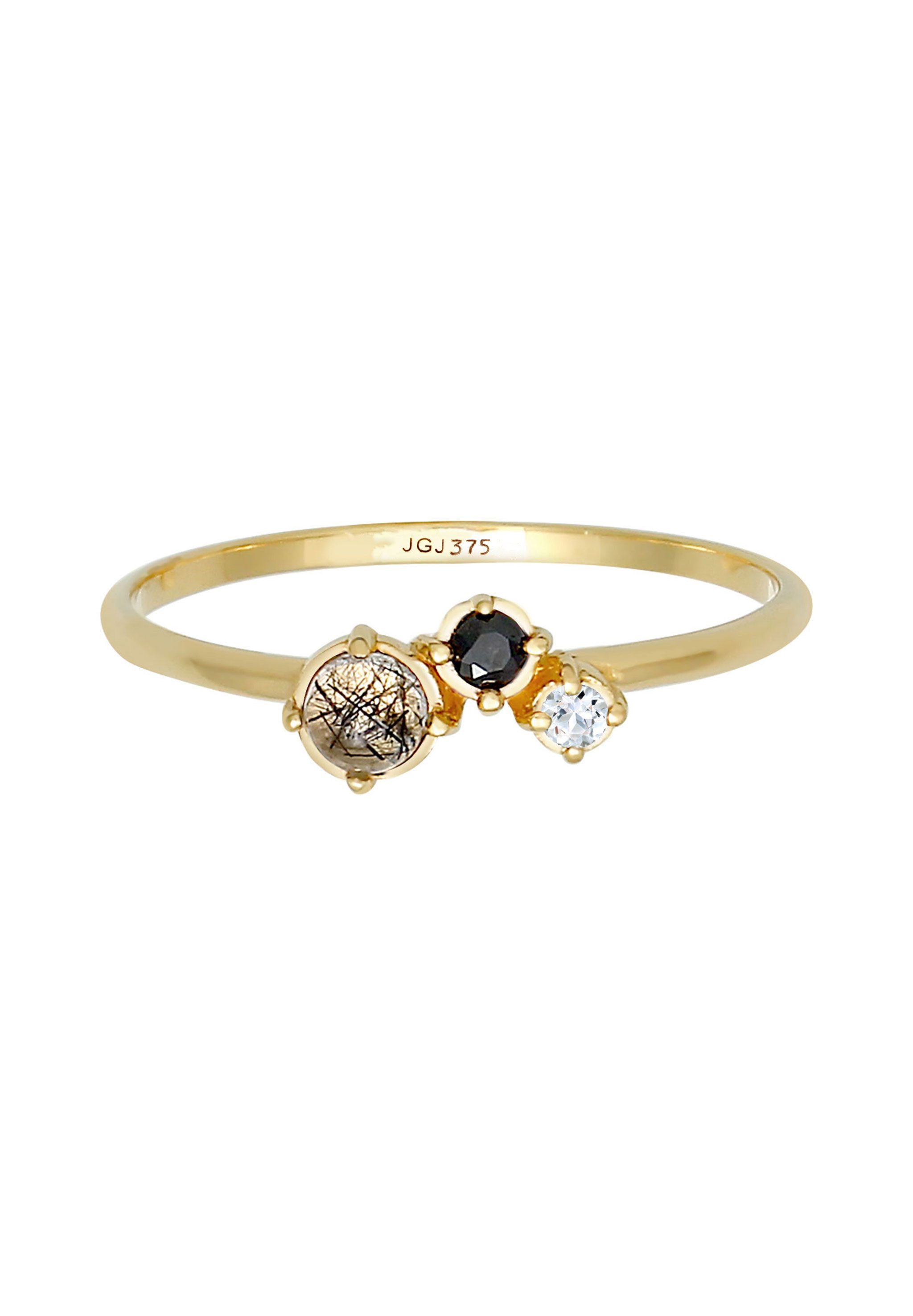 Elli DIAMONDS Diamantring Diamant (0.03 ct) Topas Turmalin 375er Gelbgold