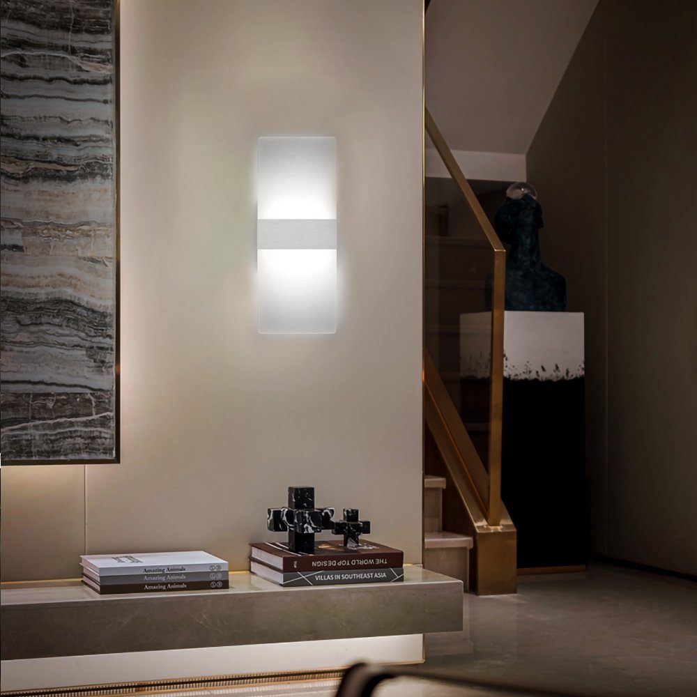 Weiß LED integriert, fest Flurlampe 2X Effektlampe Badleuchte Clanmacy Wandlampe 6W/12W, Strahler Wandleuchte LED