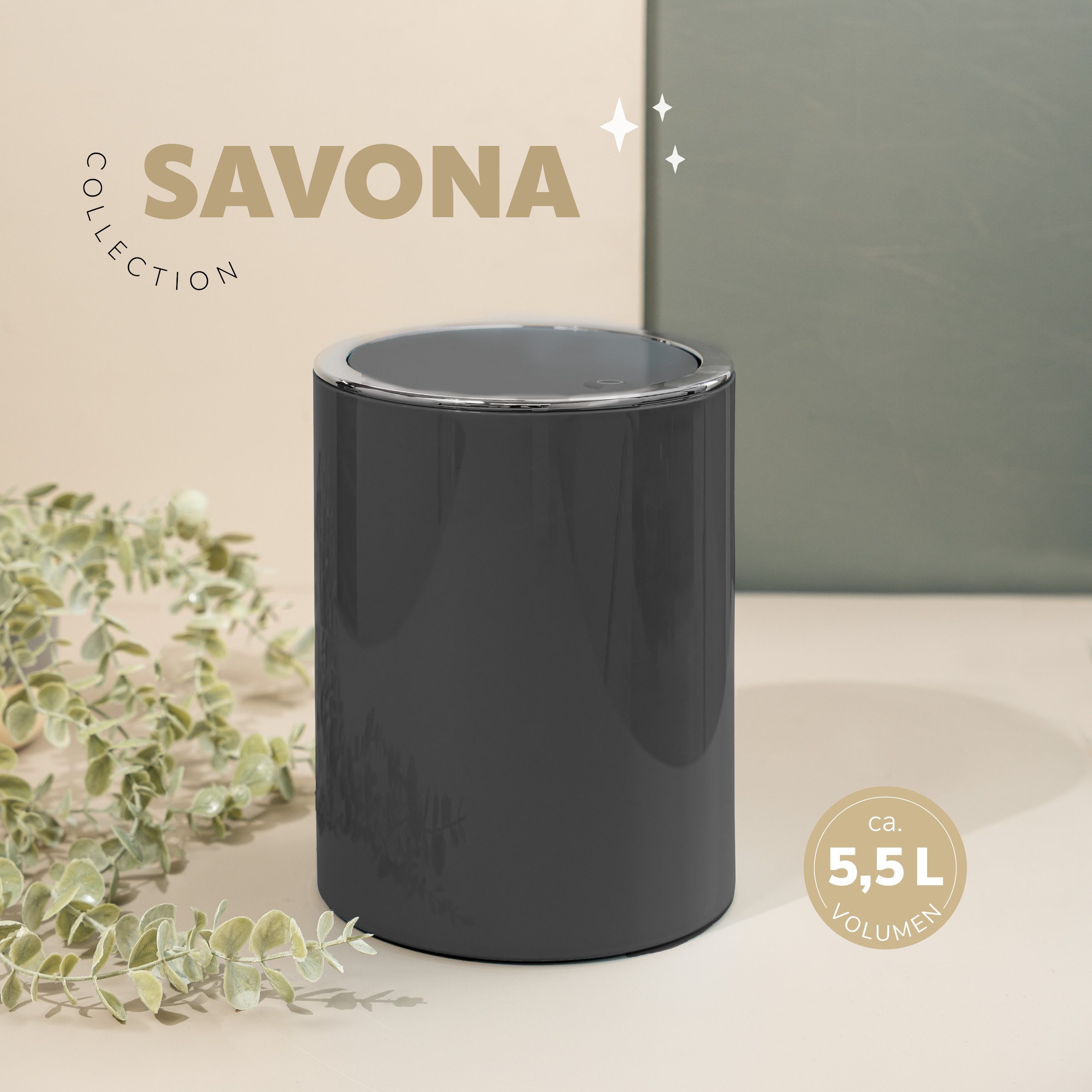 bremermann Kosmetikeimer SAVONA inkl. Wandhalterung 5,5 Liter, rund – Bild 4 von 5