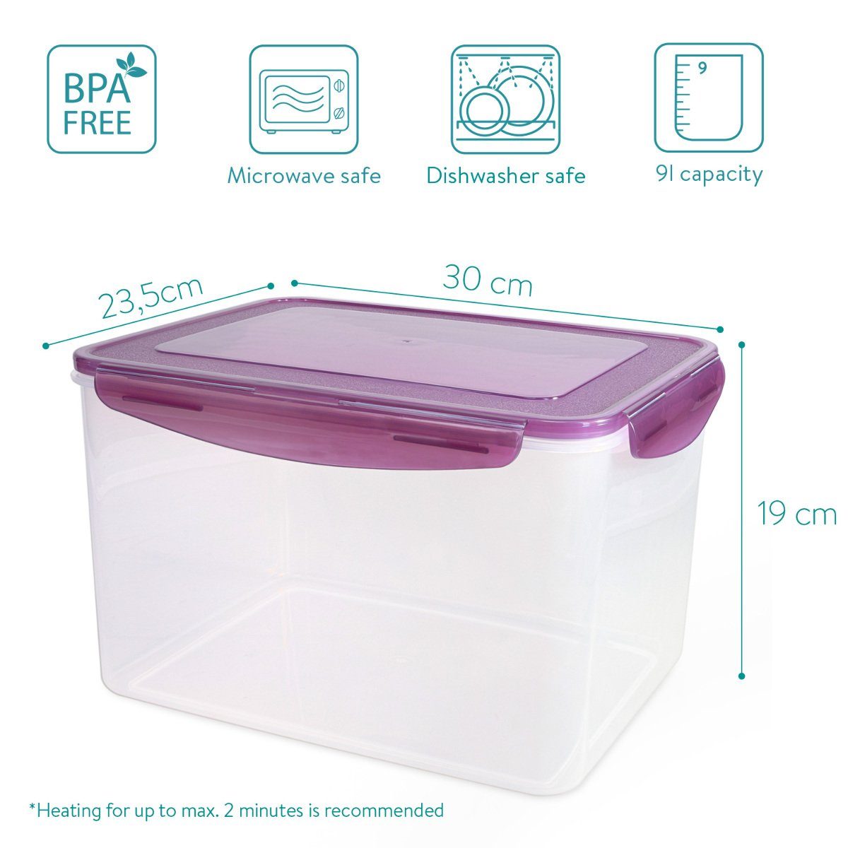 Deckel mit Vorratsdose Kunststoff, Lunchbox aus 9l Polypropylen, Navaris (0-tlg) - Frischhaltebox