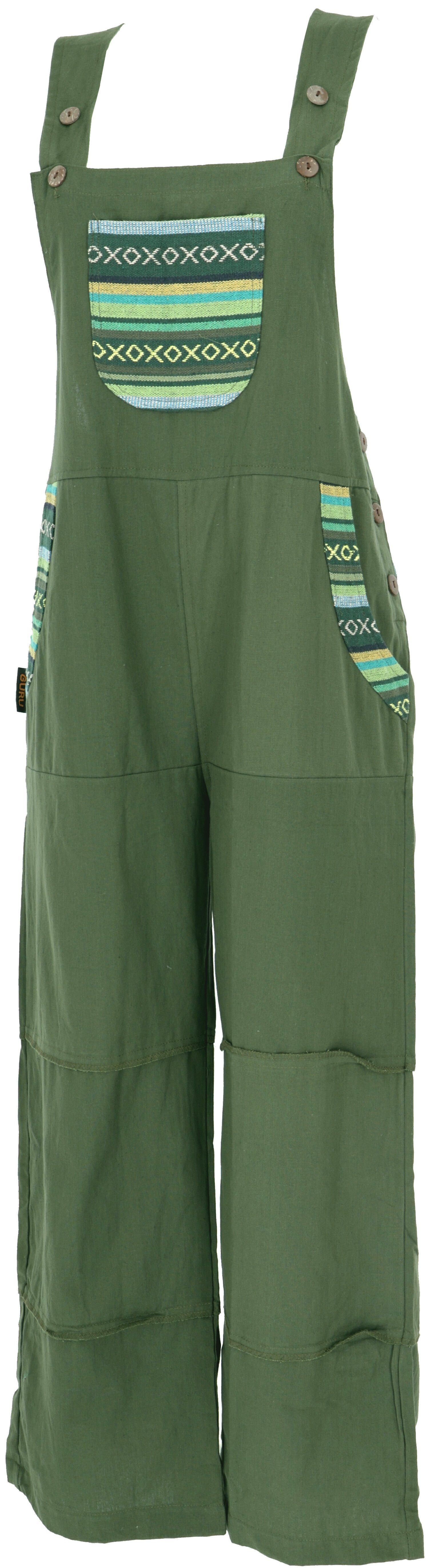 Guru-Shop Relaxhose Weite Latzhose, Ethno Style Boho oversize.. alternative Bekleidung