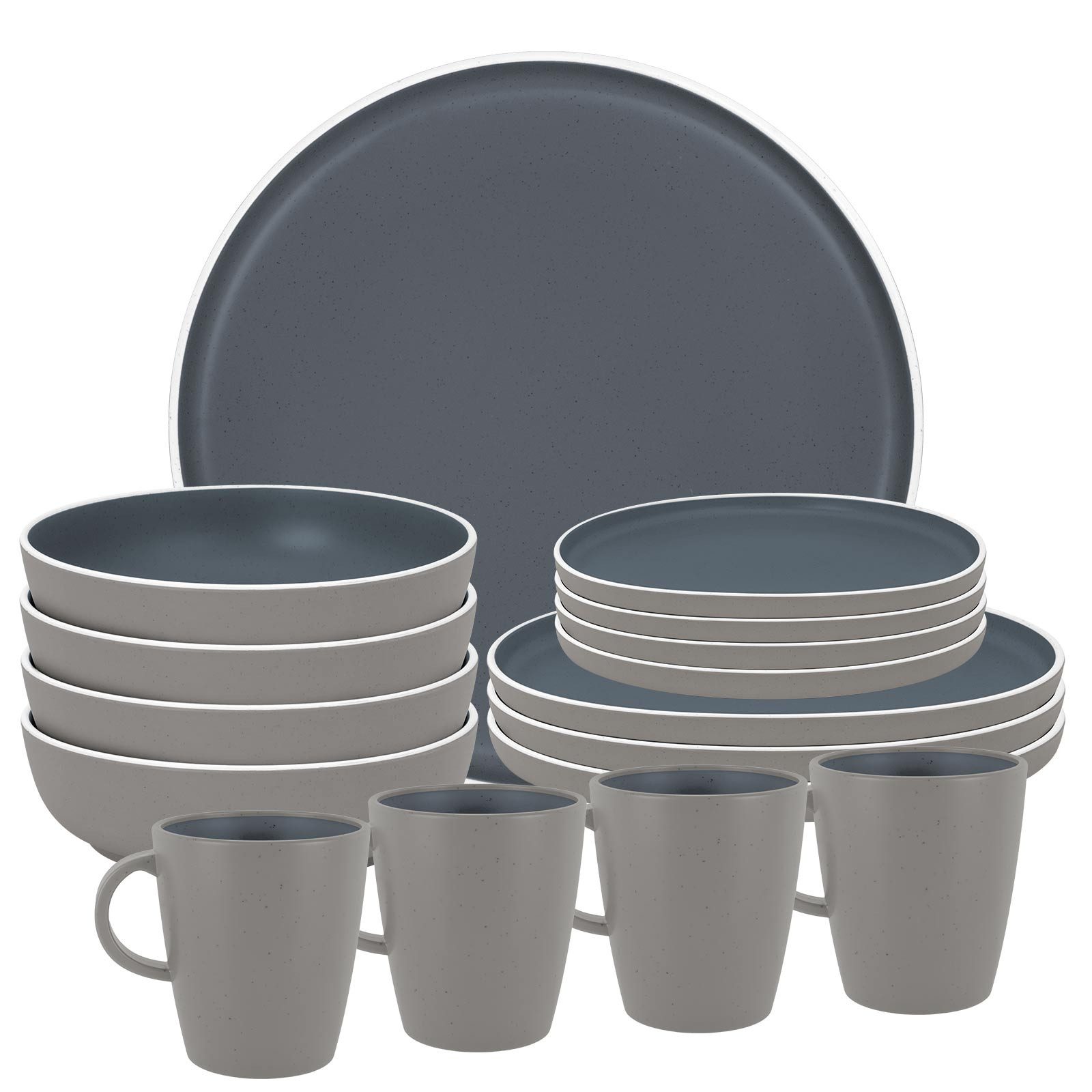 BRUNNER Geschirr-Set BRUNNER Camping Geschirrset TRILOGY (12, 16, 36-tlg) DARK AntiSlip (16-tlg)