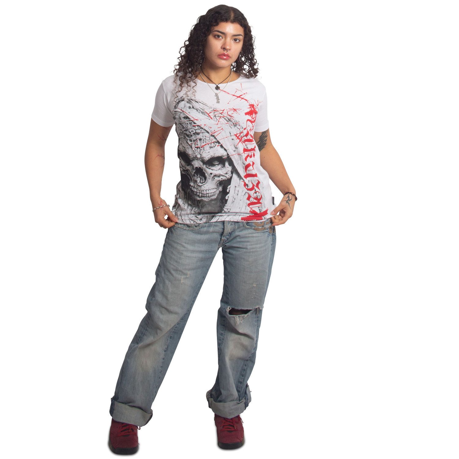 YAKUZA Rundhalsshirt Dark Angel mit Rippbündchen