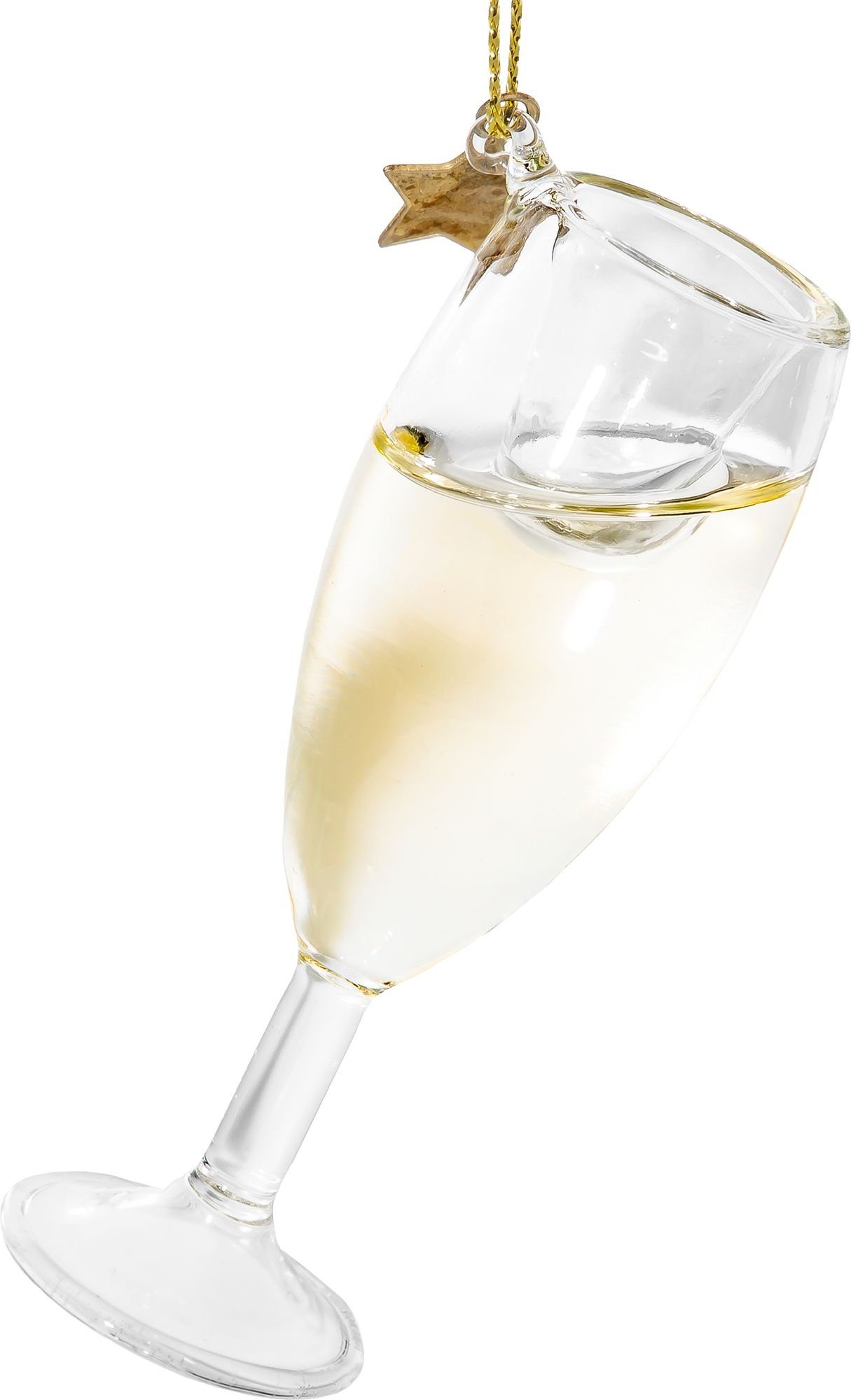 SIKORA Christbaumschmuck BS554 Champagner Glas Glas Figur Weihnachtsbaum Anhänger