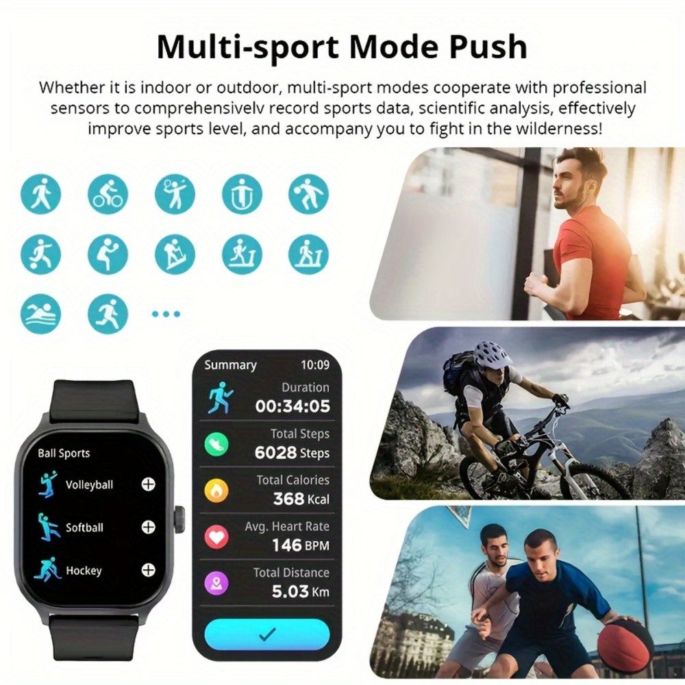 Zevelora Geschenke für Männer und Frauen mit Fitness-Tracking-, Sportmodus Smartwatch (2.01 Zoll, Android/iOS), mit Pedometer, Distanz Kalorien, stylisch, leicht, über 100 Sportmodi.