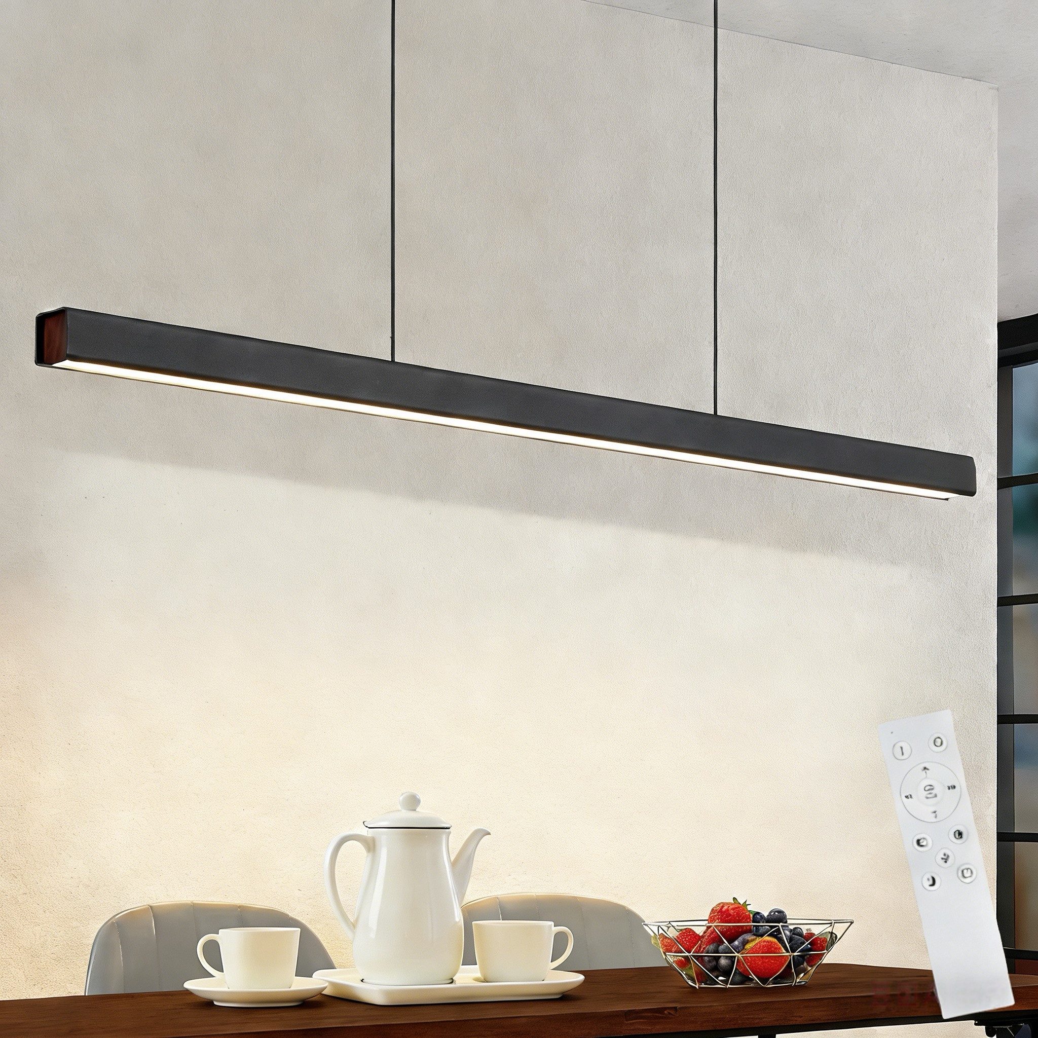 Nettlife LED Pendelleuchte Esstisch Dimmbar mit Fernbedienung Hängelampe 107CM 32W, Höhenverstellbar, LED fest integriert, 3000-6500, Esstisch Pendellampe für Küche Bar Wohnzimmer Schlafzimmer Büro