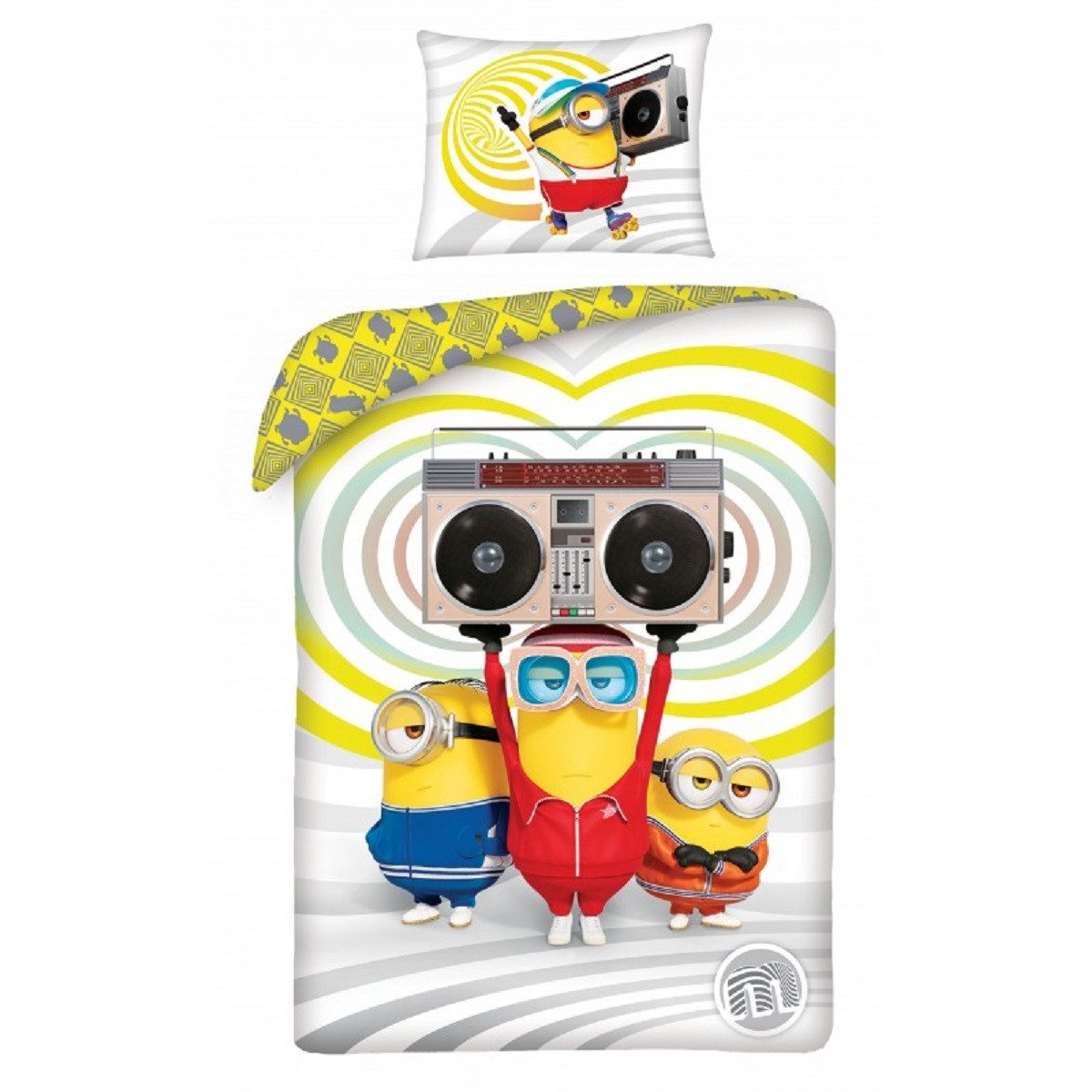 Minions Bettwäsche Set Baumwolle Bettdeckenbezug 140 × 200 cm mit 70 × 90 cm Kissenbezug, 2 teilig