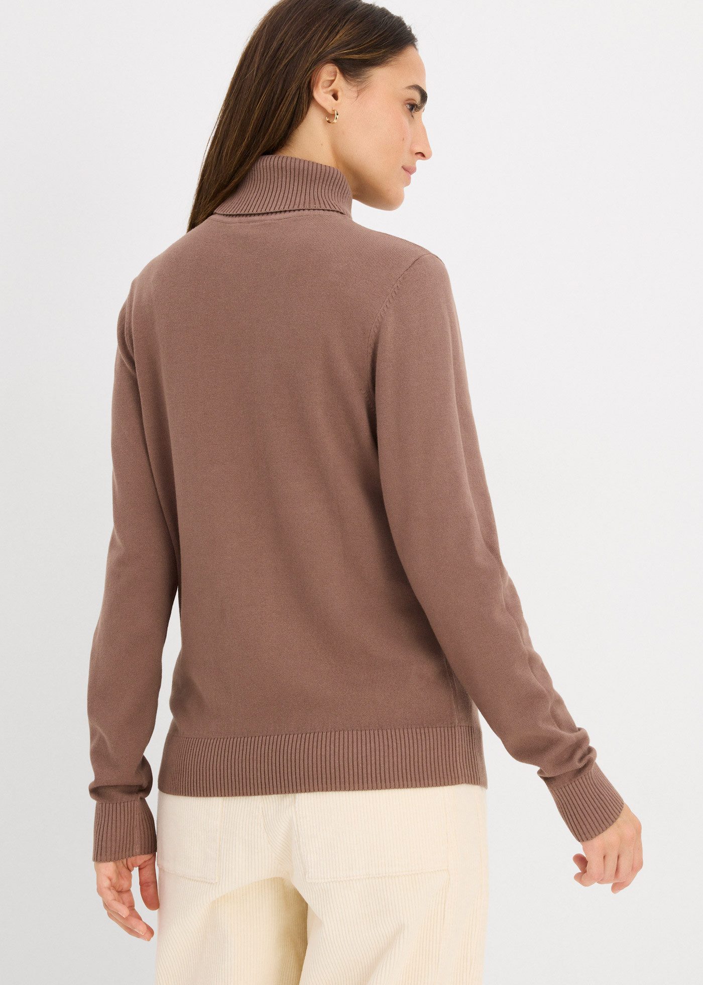 bonprix Rollkragenpullover aus Feinstrick mit hohem Baumwoll-Anteil, figurbetonte Passform