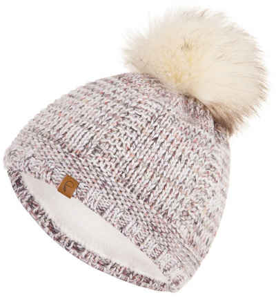 Faera Bommelmütze Wintermütze Damen Herren Beanie Mütze Haube gefüttert Strickmütze Bommelmütze