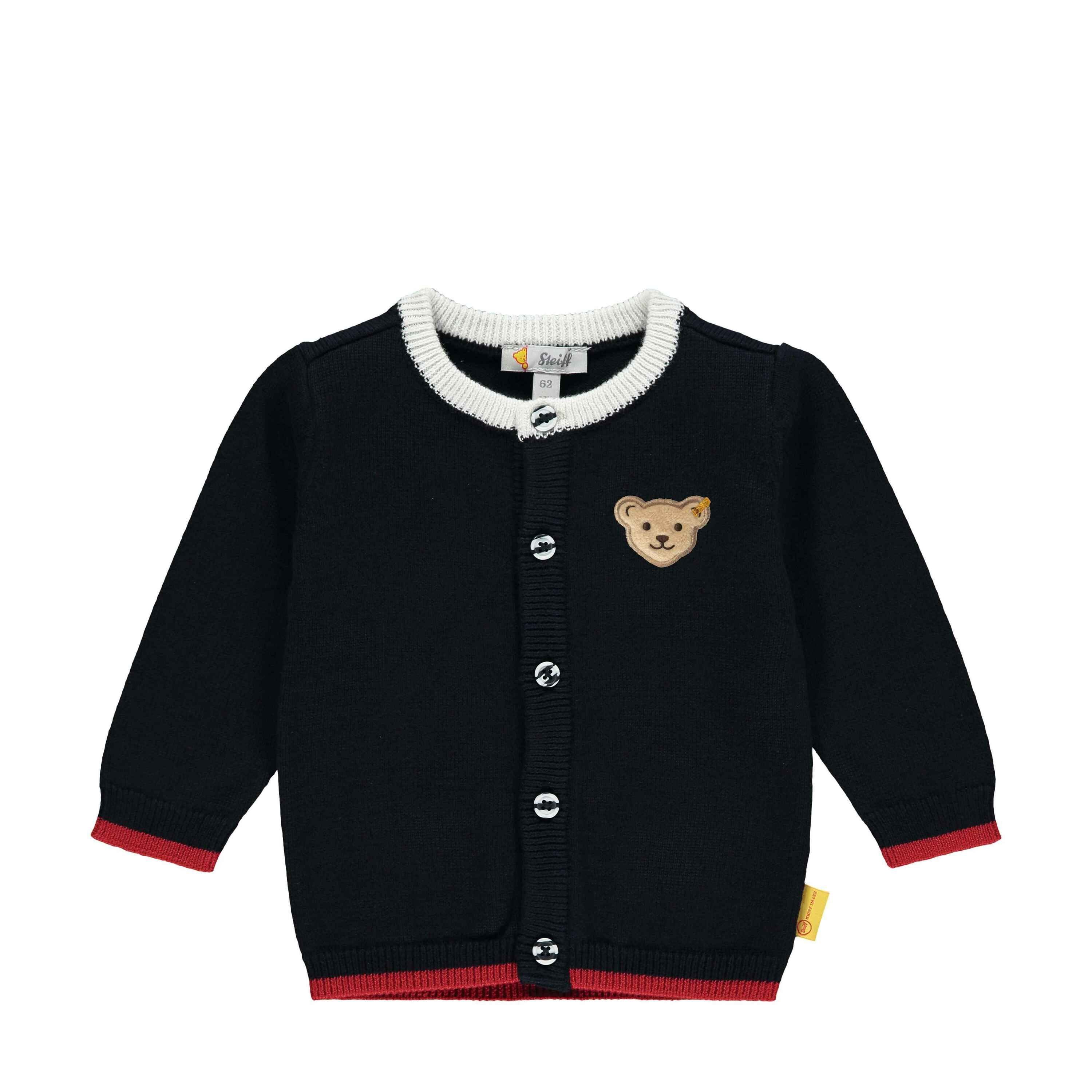 Steiff Baby Strickjacke Mit Kapuze – Aus Baumwolle/Elasthan, Mit Teddybärmotiv, Bequeme Passform Für Kleine Entdecker