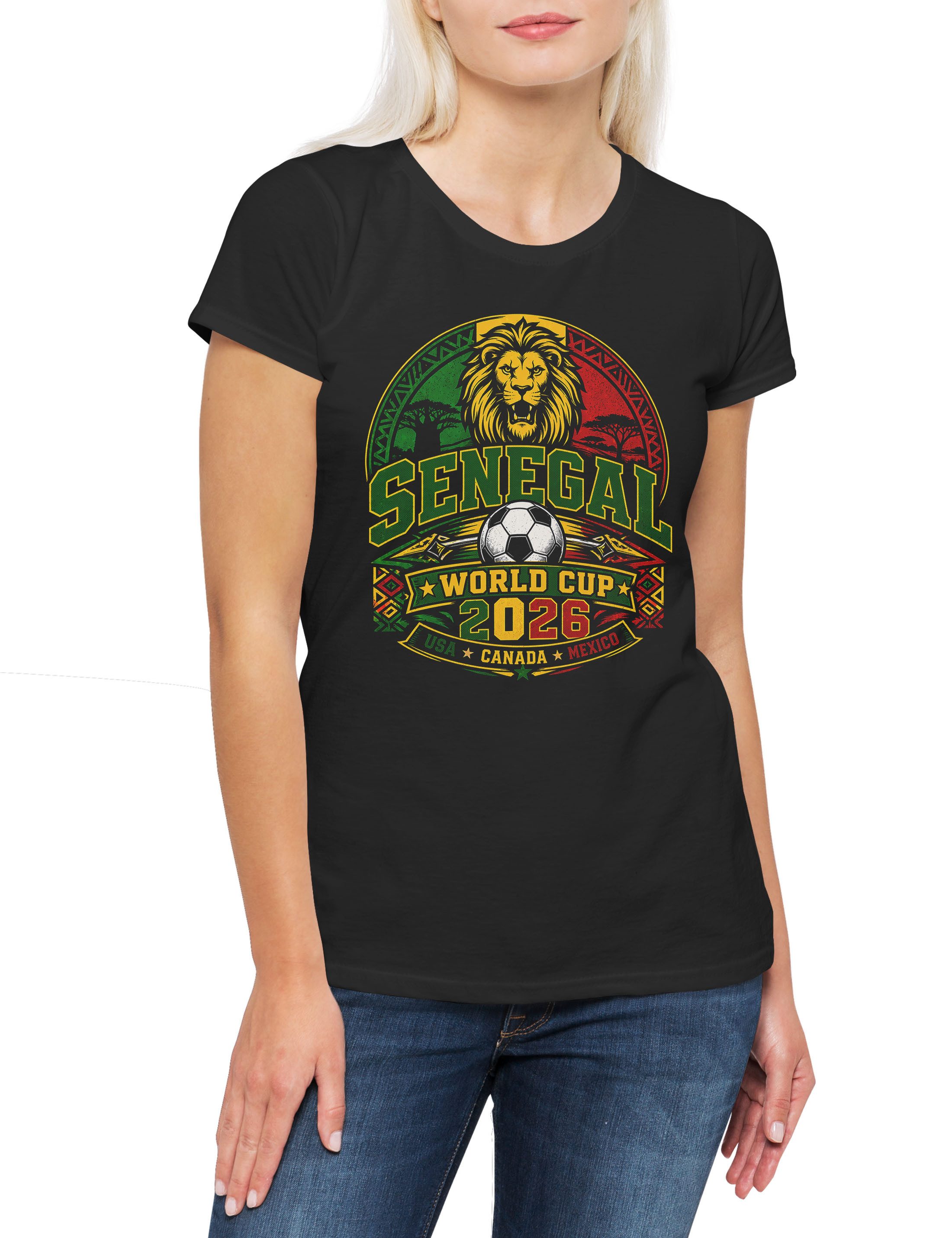 Urban Backwoods Print-Shirt Team Senegal 1 Damen T-Shirt Senegal Dakar Teranga Baobab Sabar (1-tlg) Fußball WM Soccer Football