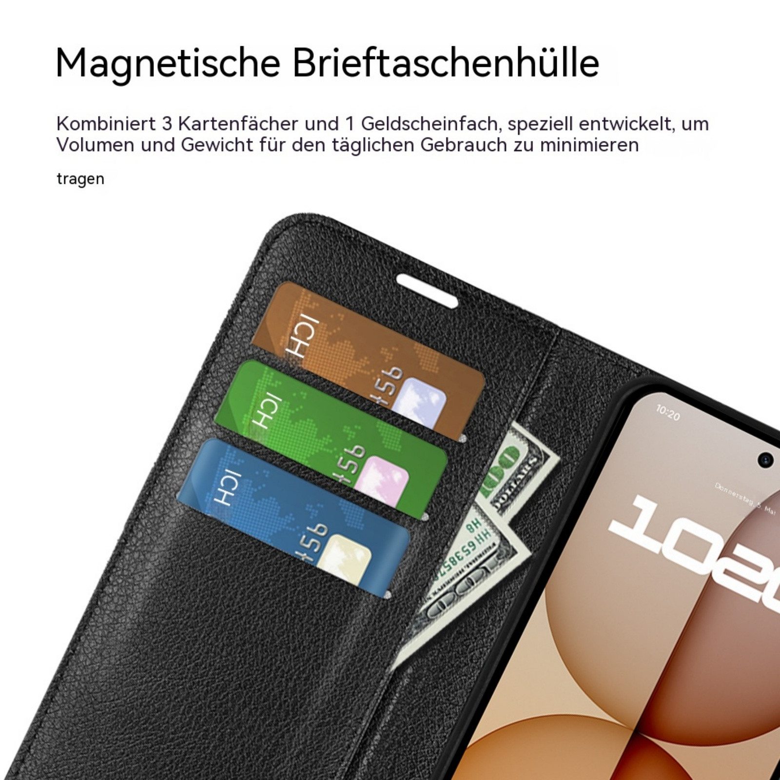 betterfon Handyhülle für Nothing Phone Klapphülle mit Kartenfächern Magnetverschluss, 3 Kartenfächer, Magnetverschluss & Standfunktion – Bild 4 von 5
