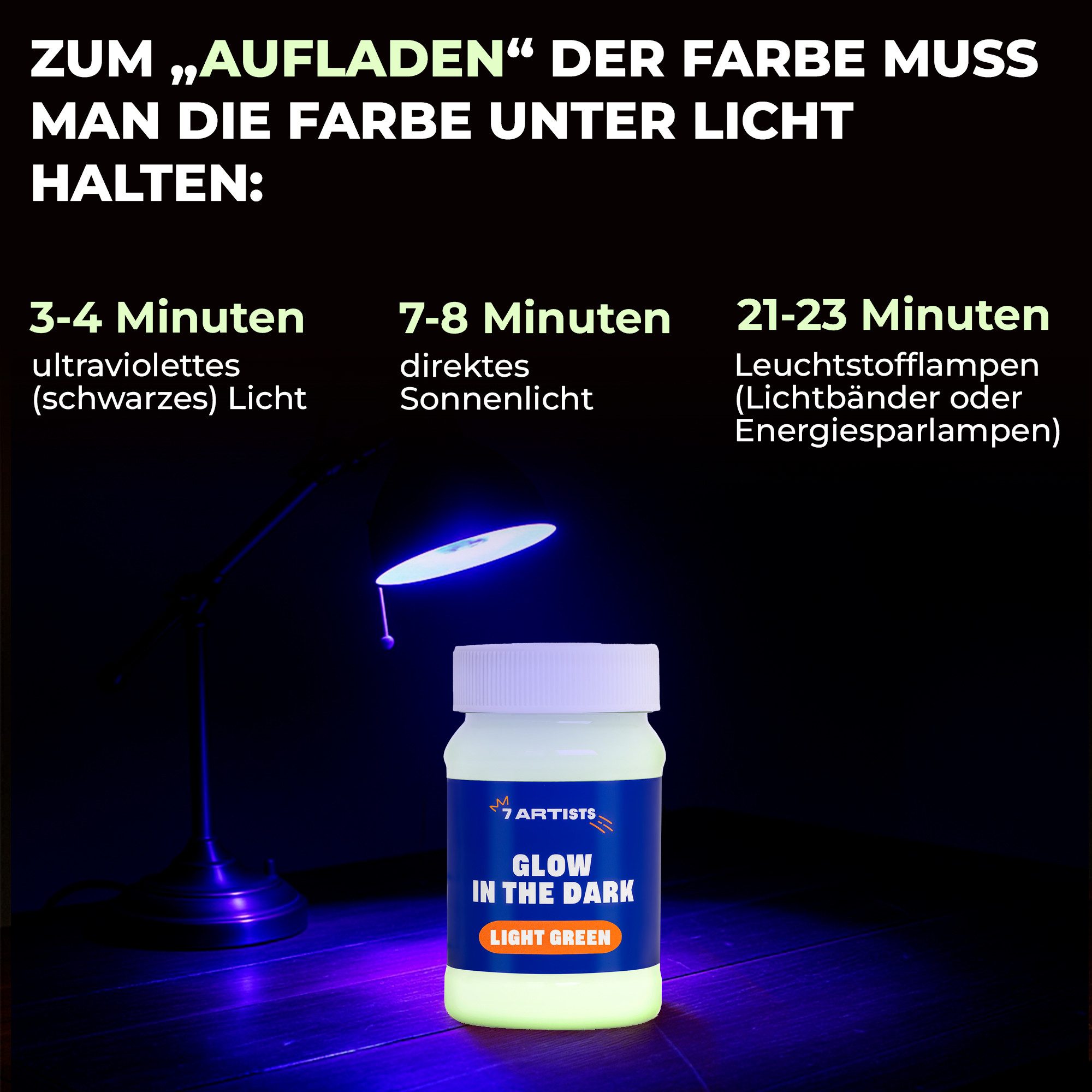 7 Artists Acrylfarbe 7 Artists Acrylfarbe Nachtleuchtend - Neon UV Farbe Wasserbasis 100 ml