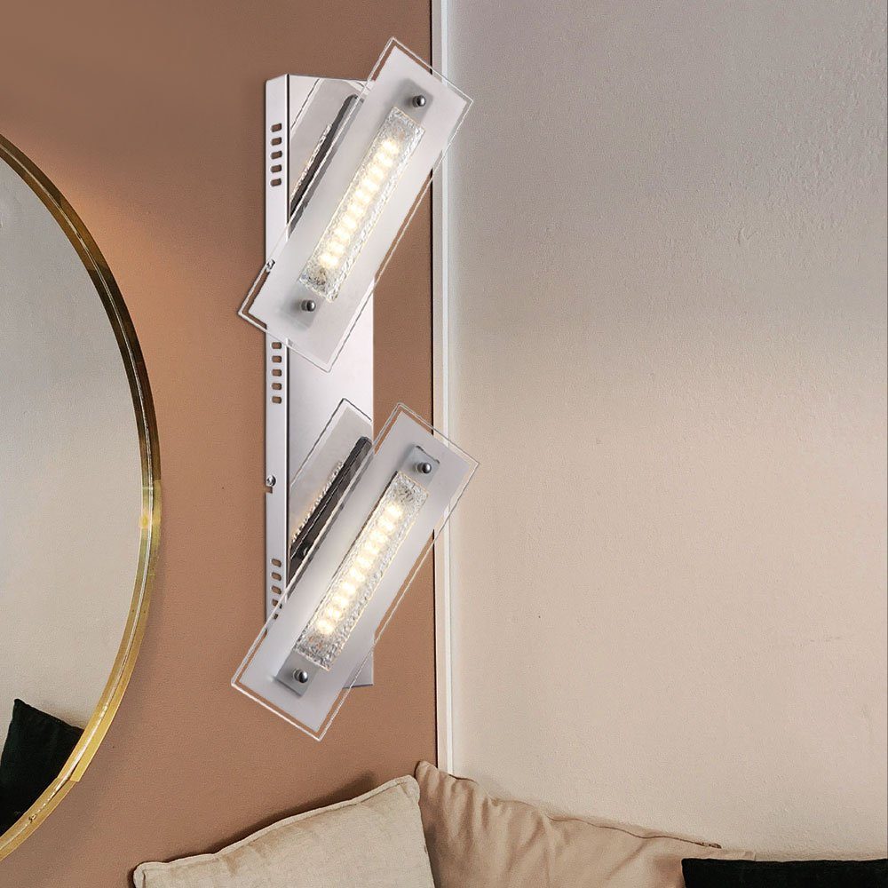 Beleuchtung LED Warmweiß, Chrom LED-Leuchtmittel Wandlampen LED Wandleuchte, fest verbaut, Wohnzimmer Leuchten Globo
