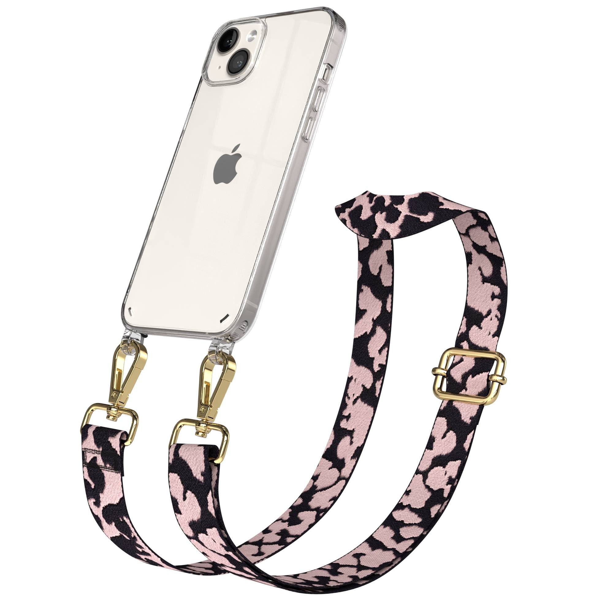 EAZY CASE Handykette Umhängeband für Apple iPhone 14 Plus 6,7 Zoll, Smartphone Camouflage Handykette Case mit Rope Band Rosa