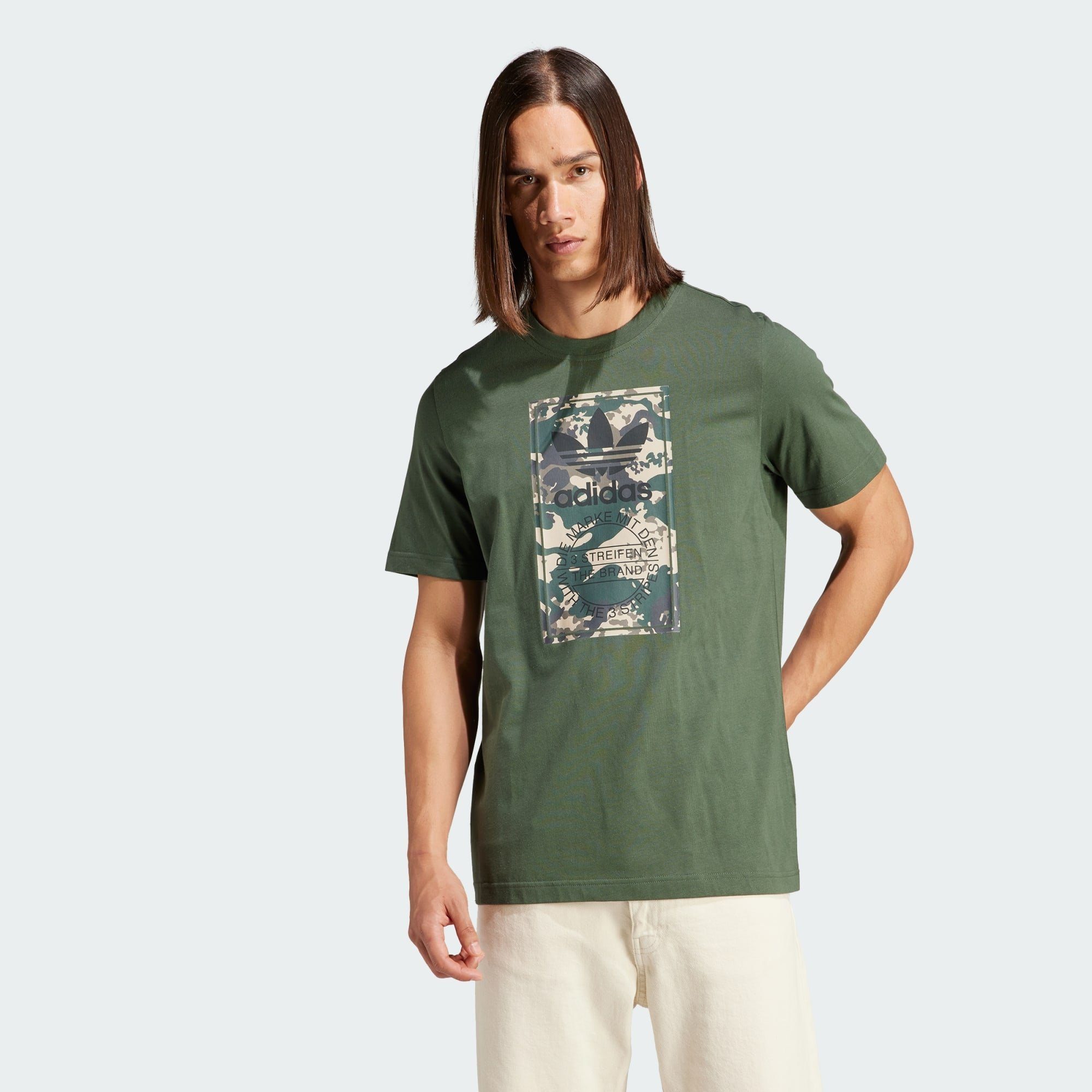 adidas Originals T-Shirt GRAPHICS CAMO TONGUE LABEL T-SHIRT Shadow Green