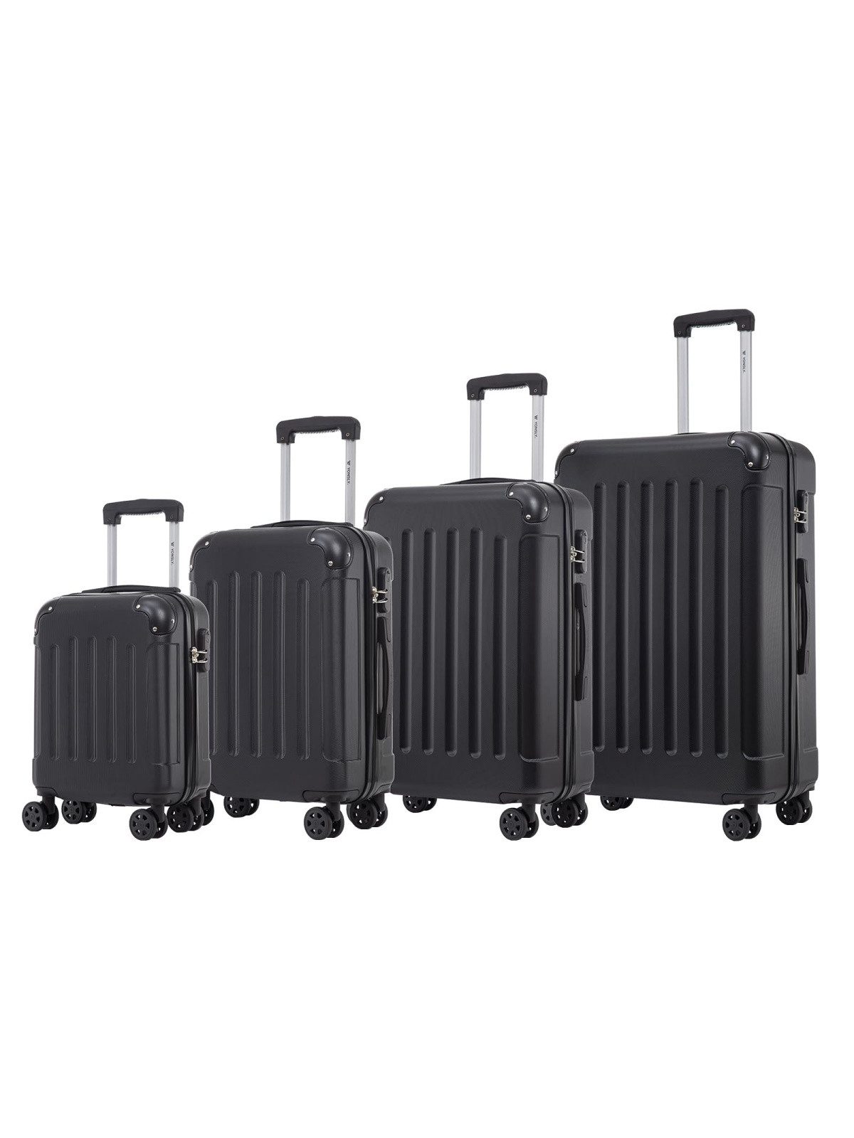 YONSLY Kofferset Reisekoffer Trolley Rollkoffer Handgepäck Hartschalenkoffer Größen-Set, 4 Rollen, (4er Set, 4 tlg., Größen S, M, L & XL), ABS und Aluminium, Zahlenschloss, Gummigriff, leicht und robust