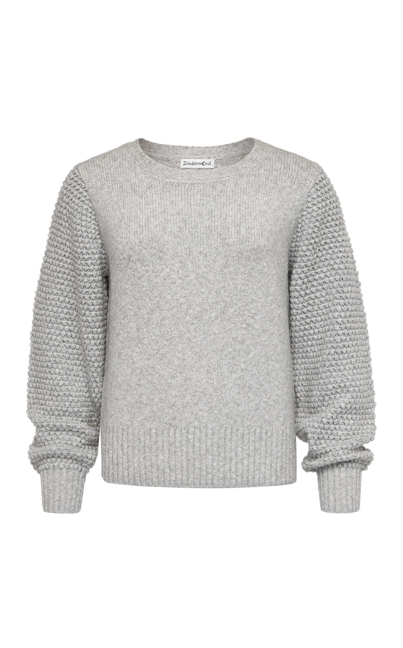 Zaubermond Strickpullover Lockerer Damen Pullover mit Metall Akzenten & Ärmelstruktur, Trend