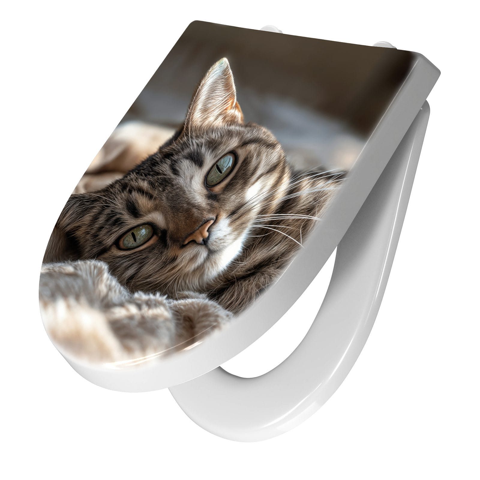 Primedeco WC-Sitz mit Absenkautomatik Motiv Gemütliche Katze (1-St), Absenkautomatik, Soft-Close