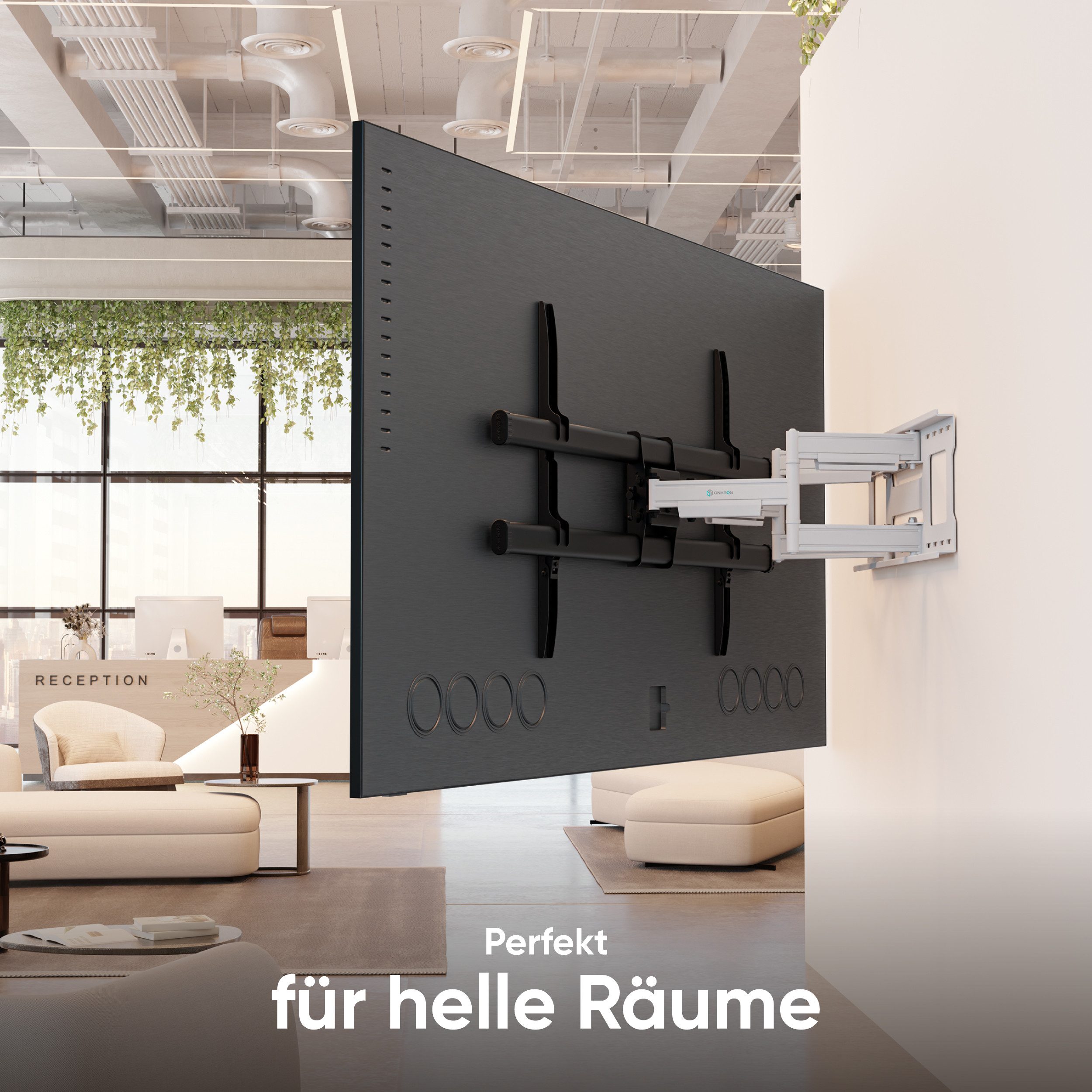 ONKRON TV-Wandhalterung 42-120 Zoll, bis 100 kg, VESA 200x100-1000x600, M10-BW, (bis 120 Zoll, groß, schwenkbar, neigbar, ausziehbar, Doppelarm) – Bild 4 von 5
