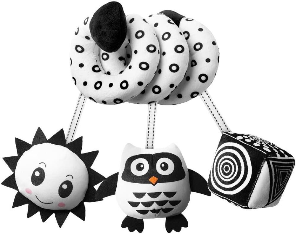 FELIXLEO Greifspielzeug Kinderwagen Spirale Spielzeug schwarz weiß Eule Baby Greifspiel (1-tlg)