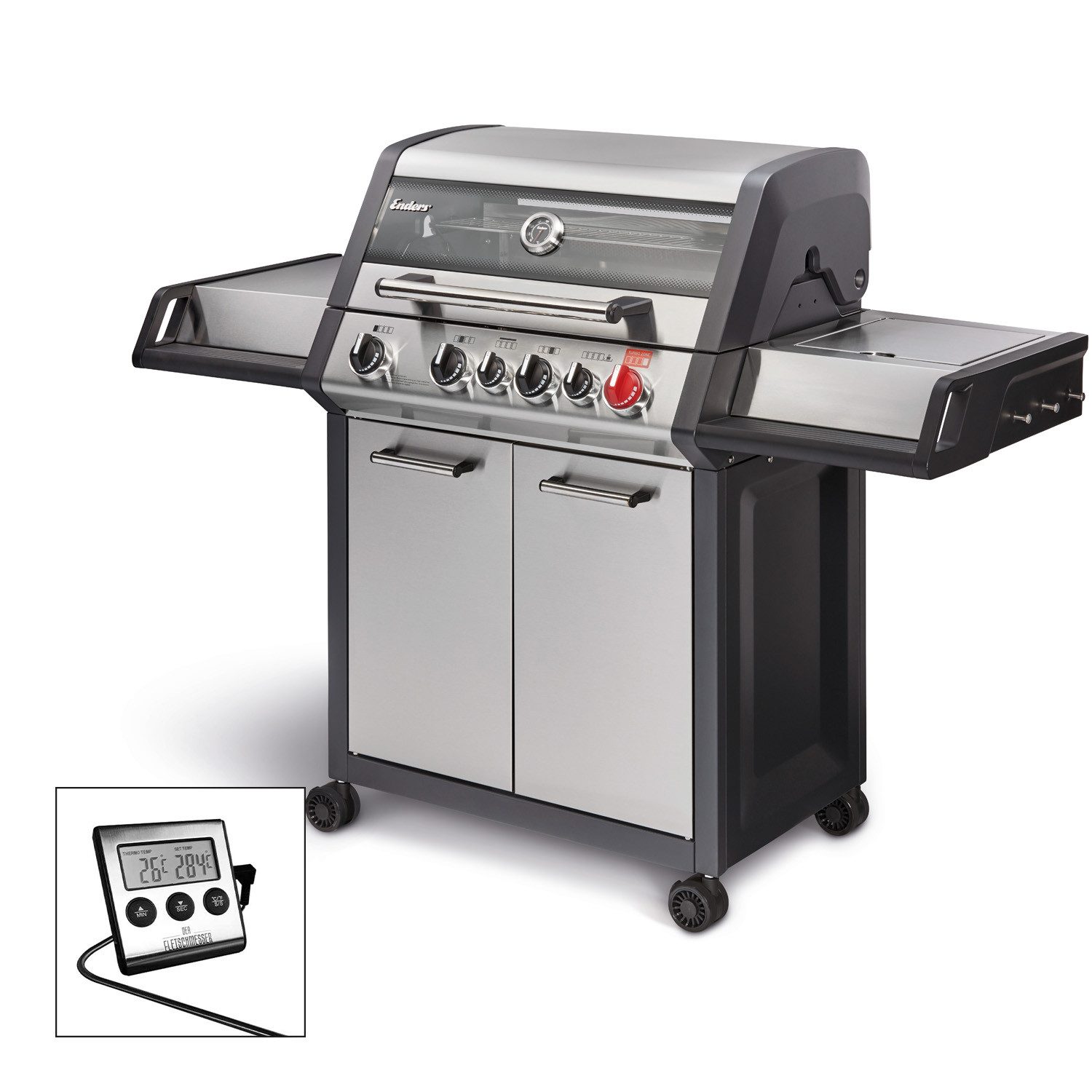 Enders® Gasgrill Monroe Pro 4 SIK Turbo Gasgrill 4 Brenner Edelstahl inkl. Thermometer
