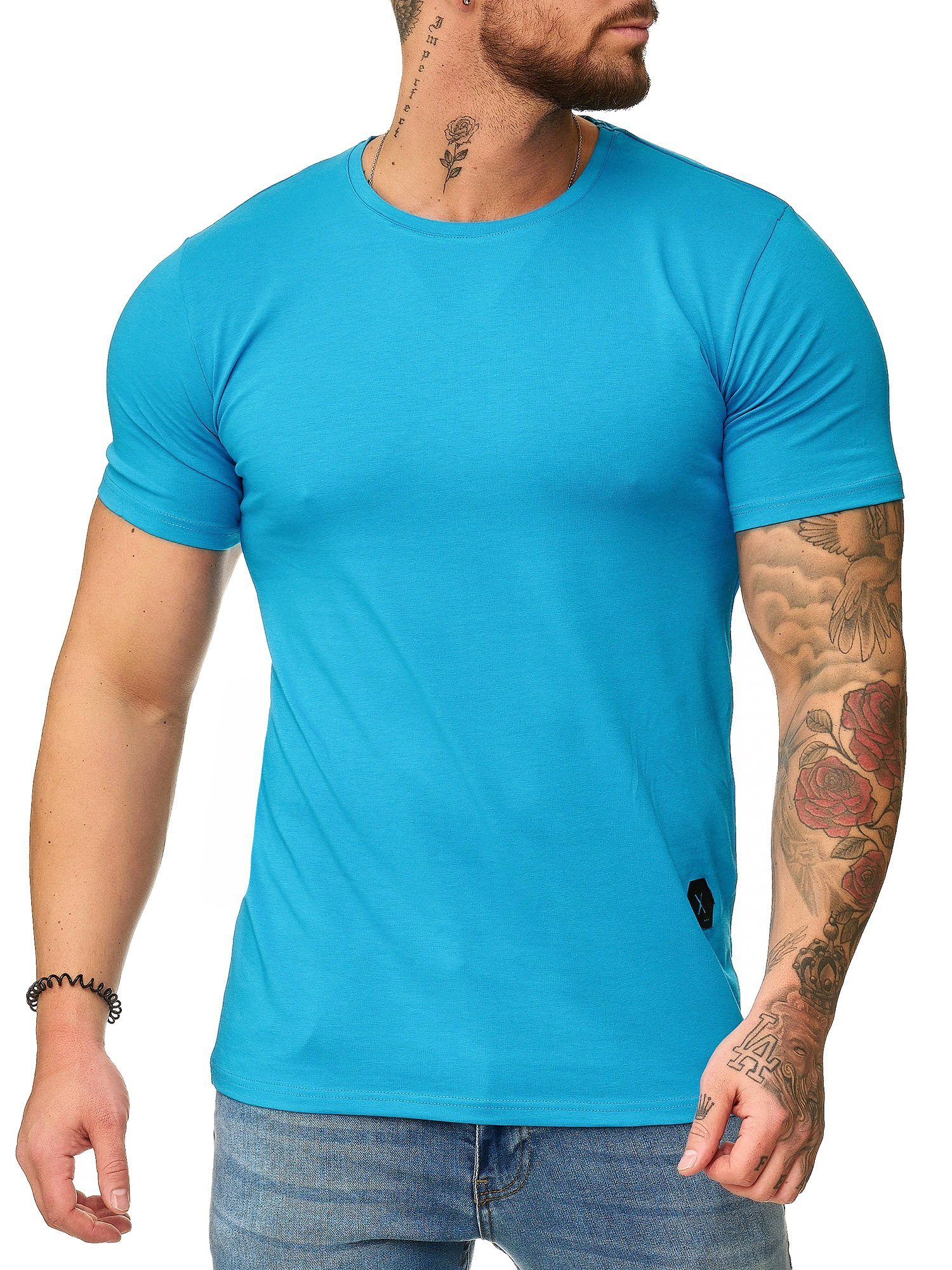 OneRedox T-Shirt 1307C (Shirt Polo Kurzarmshirt Tee, 1-tlg) Fitness Freizeit Casual Türkis