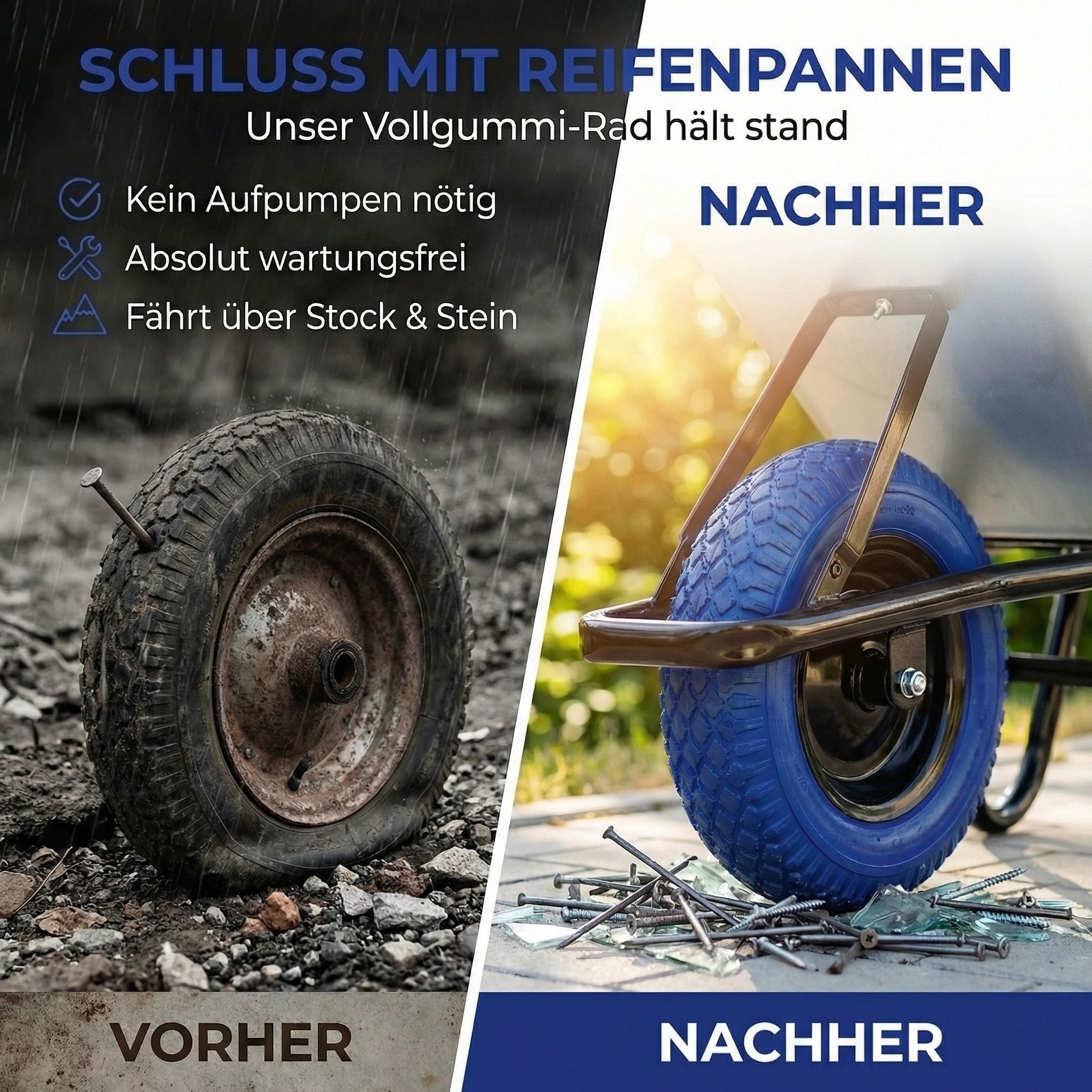 Xonic Schubkarre TIREX by xonic® Schubkarre – Verzinkte Wanne bis 250kg Dark Blue Black