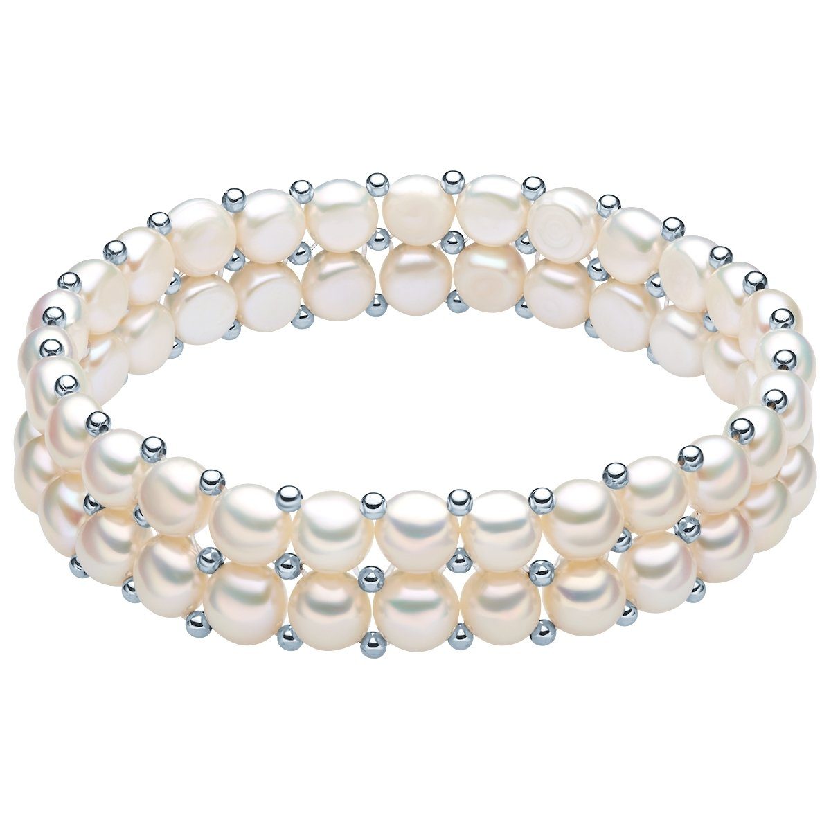 Valero Pearls Armband silber, aus Süßwasser-Zuchtperlen, Das perfekte  Geschenk für Liebhaberinnen von hochwertigem Perlenschmuck