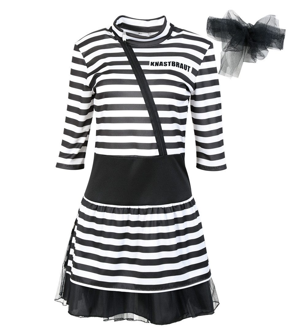 Fries Kostüm Knastbraut Kleid mit Tüllband Sträfling Gefängnis Karneval Fas günstig online kaufen