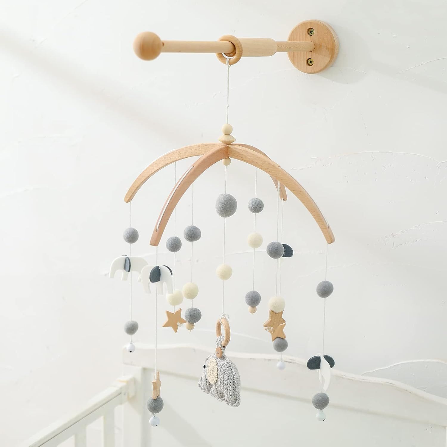Coonoor Mobile Holz für Babybett 360°Drehbar Baby Mobile Halterung Ständer günstig online kaufen