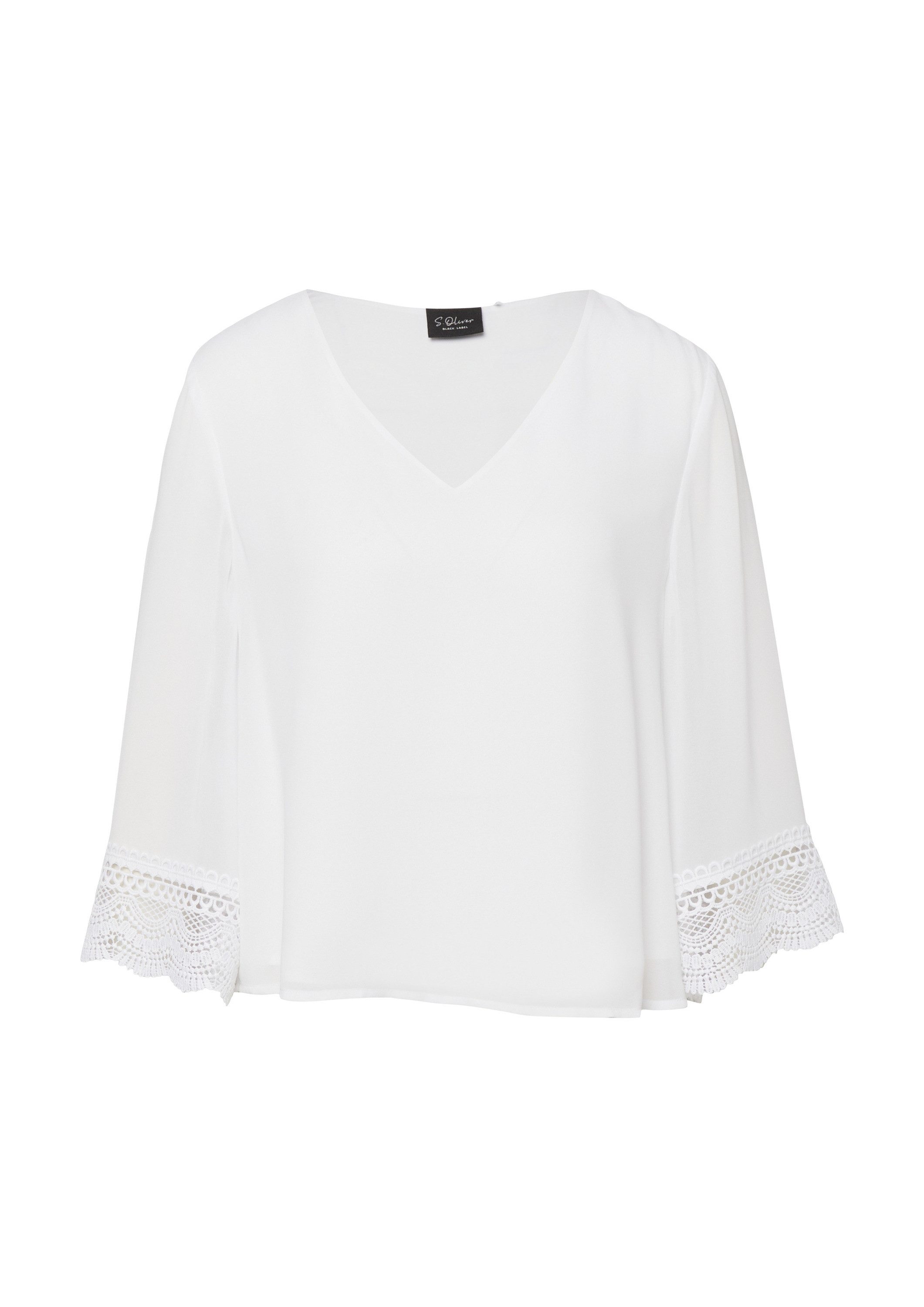 s.Oliver Kurzarmbluse Bluse Fließende Chiffon-Bluse mit V-Ausschnitt und Sa günstig online kaufen