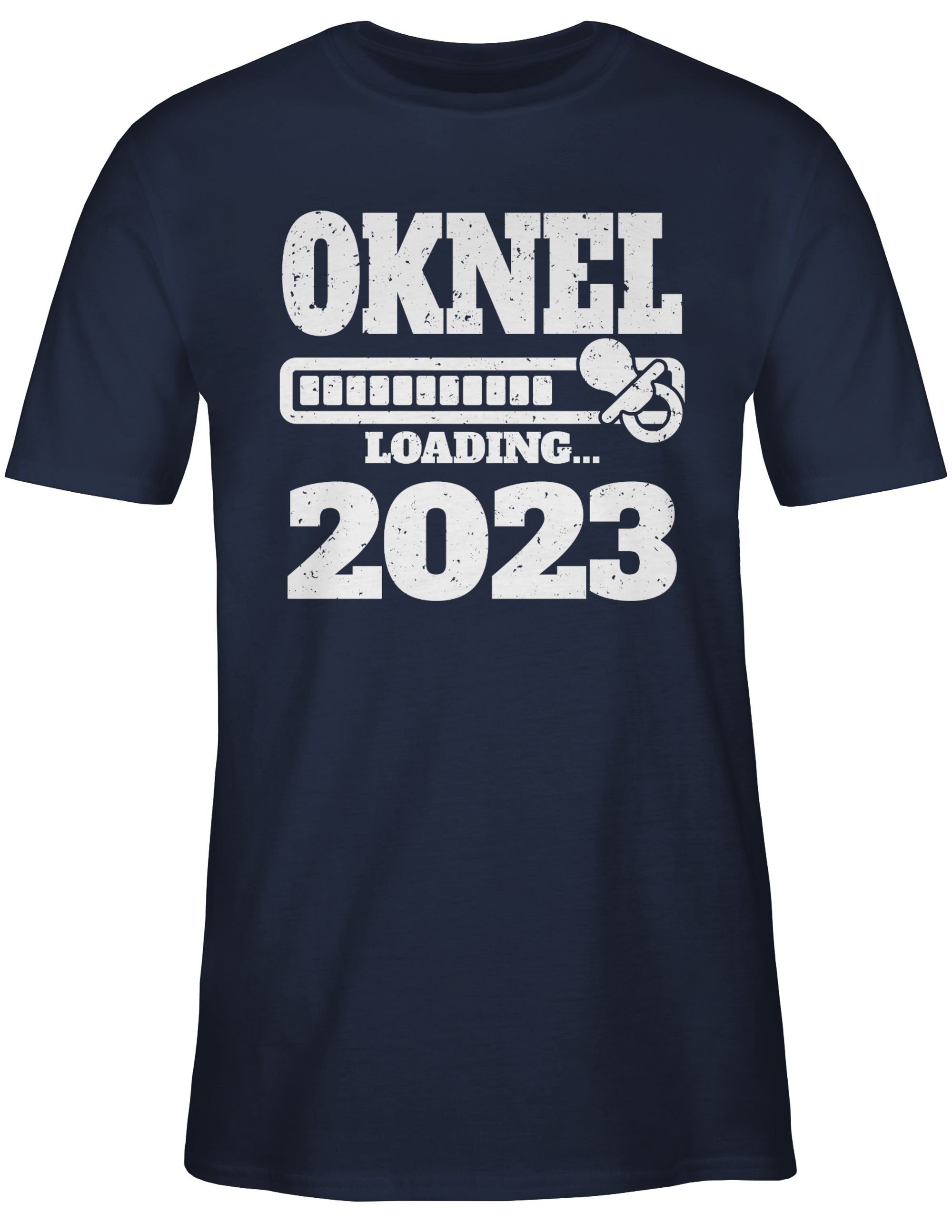 Shirtracer T-Shirt Blau Schnuller 2023 Navy Onkel Geschenk Onkel mit Bruder loading und 3