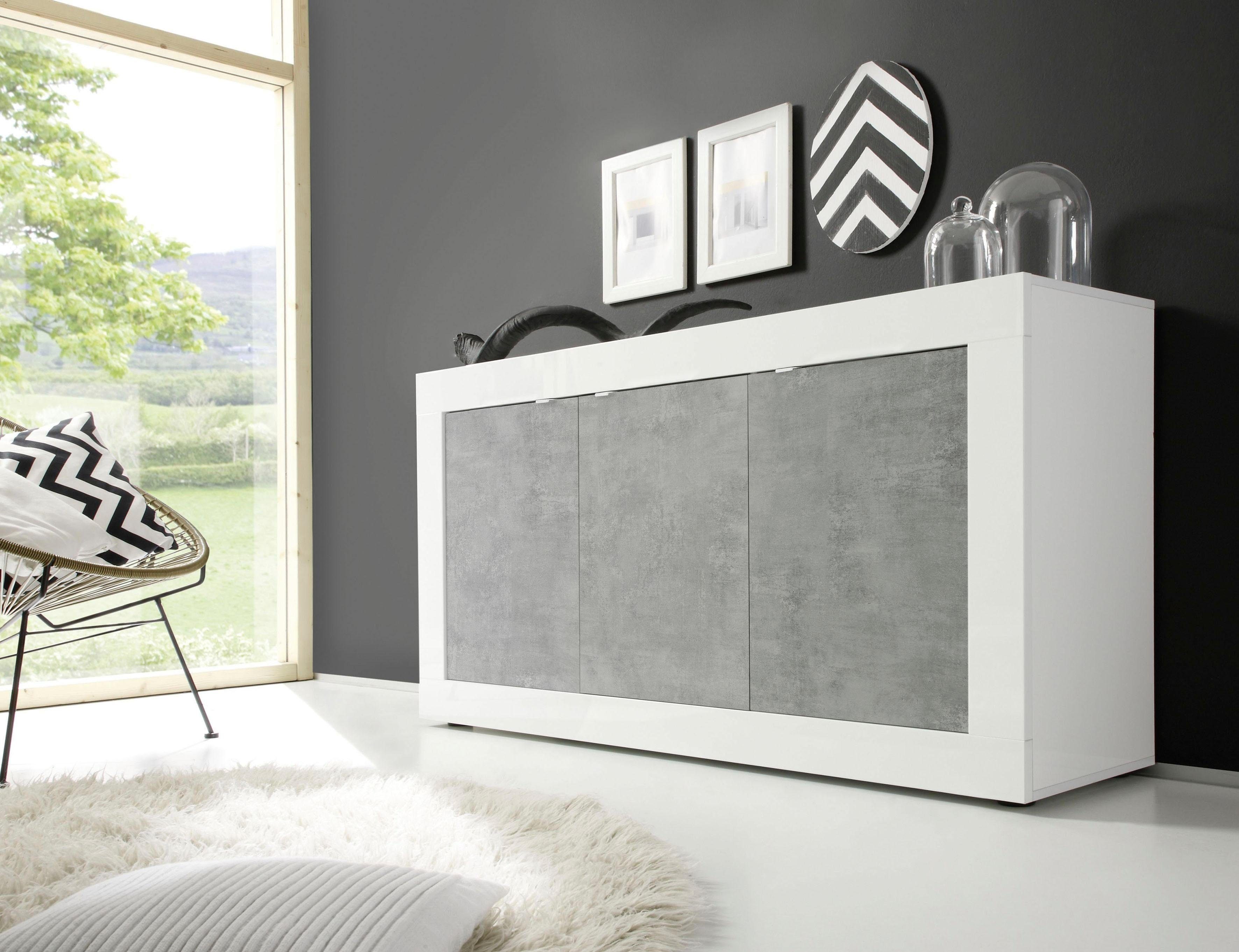 Home affaire Sideboard Basic Breite 160 cm, Kommode 3 Türen, Anrichte, Metallgriff, moderne Rahmenoptik, viel Stauraum, Farbauswahl