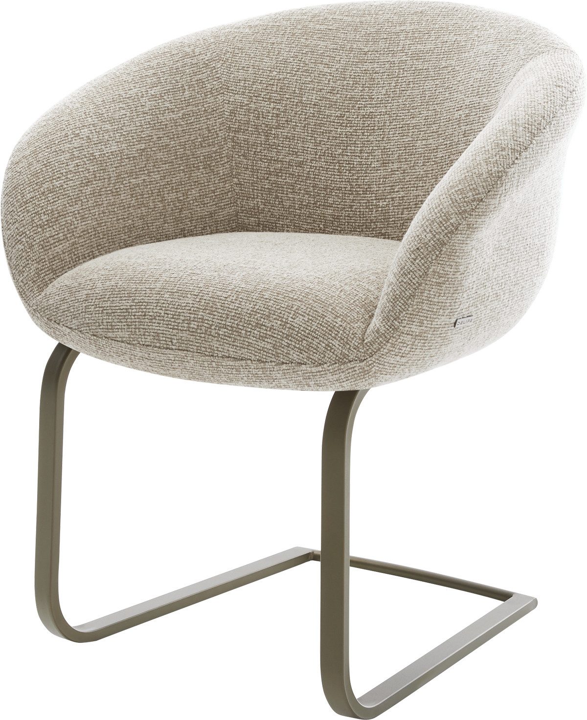 DELIFE Polsterstuhl Vinka-Flex, mit Armlehnen Freischwinger flach Effektfinish Titan Webstoff Soft Bei