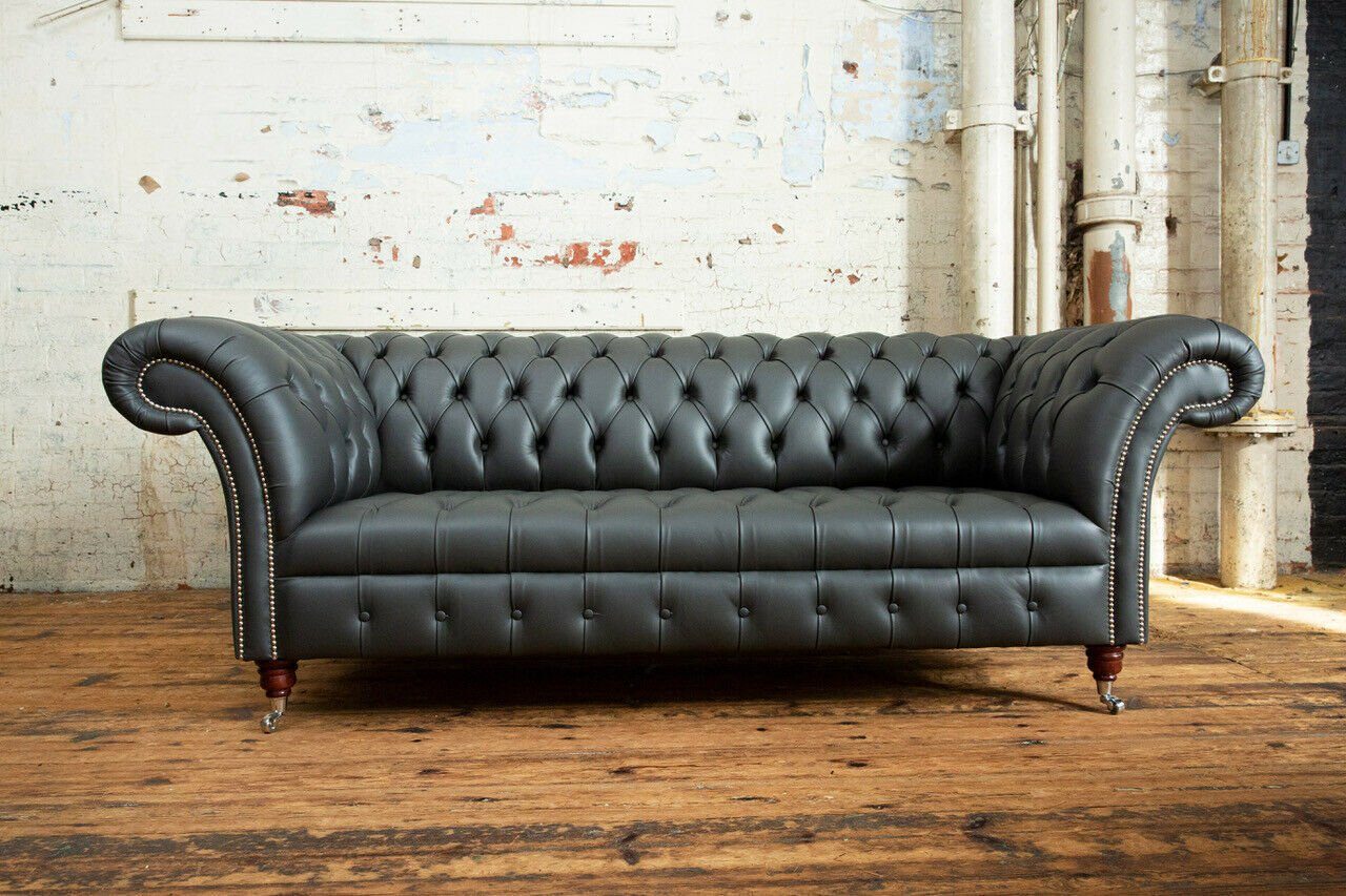 100% Design 1 in JVmoebel Chesterfield-Sofa Made Sofas Europa Dreisitzer Leder Teile, Chesterfield Sofort, Wohnzimmer