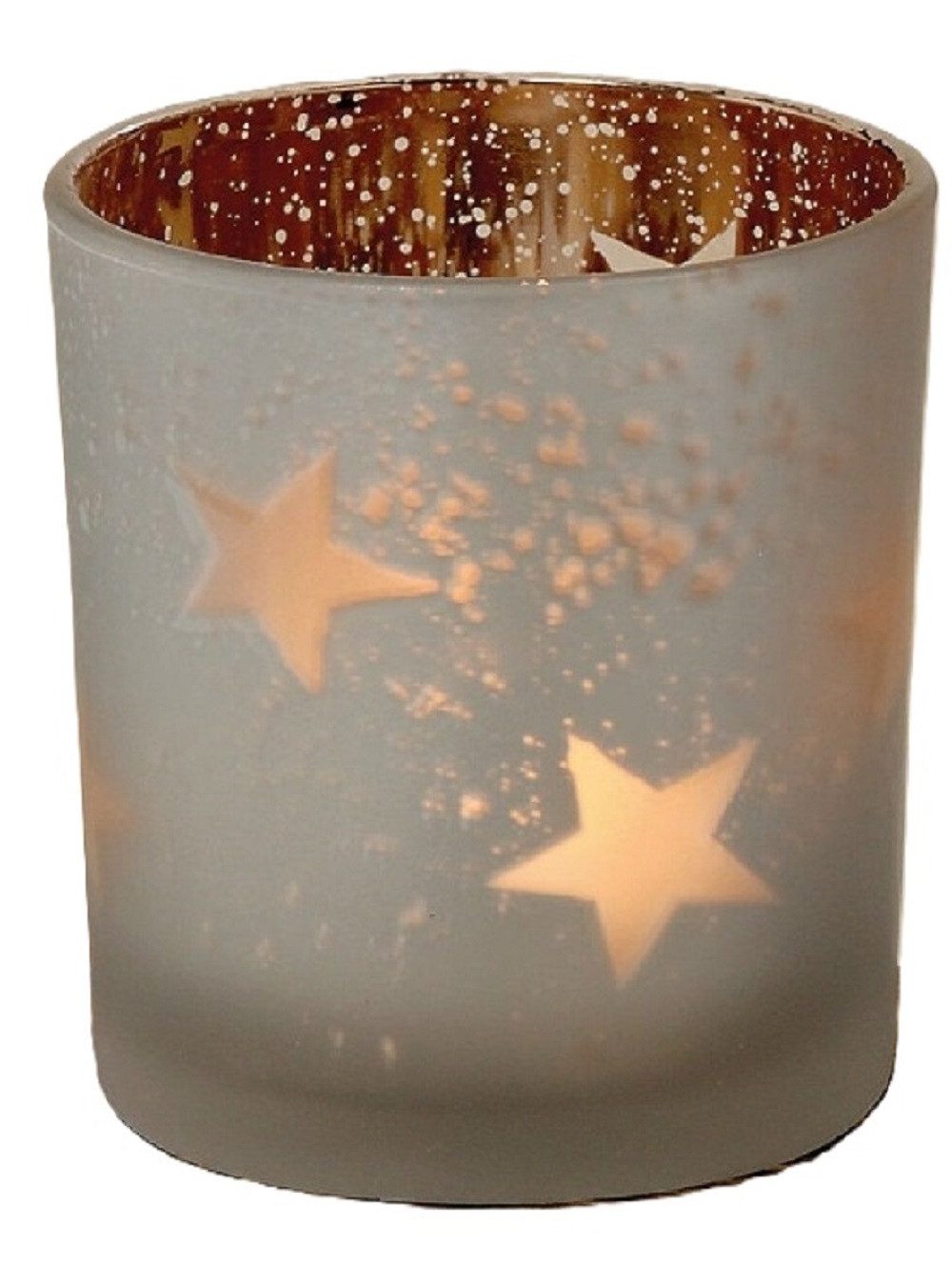BOLTZE GRUPPE GmbH Windlicht Windlicht Teelicht Glas lackiert weiß matt Stern H 8 cm