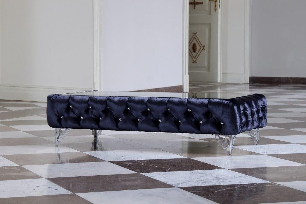 Xlmoebel Couchtisch Luxuriöser Leder-Couchtisch mit Glasplatte im Chesterfield-Design (Chesterfield Couchtisch London), Hergestellt in Europa