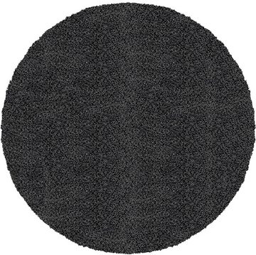 Hochflor-Teppich UNI CHIC 2302, Surya, rund, Höhe: 37 mm, Flauschig, Langflor, Weich, Wohnzimmer Flurteppich, Grau