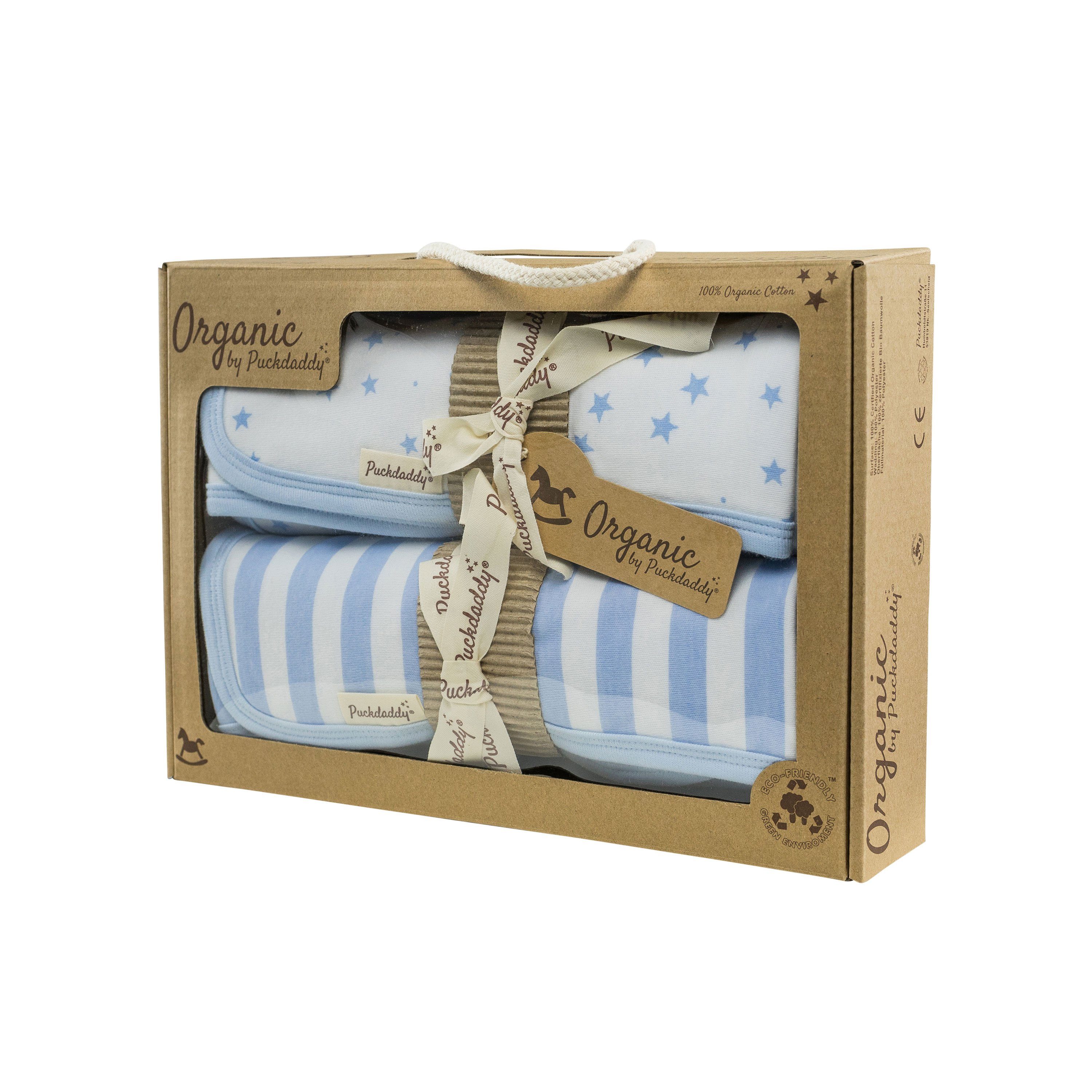 Babydecke Juna, (75x74cm), 2 Babydecken im blauen Wendedesign, Puckdaddy GmbH | Kuscheldecken