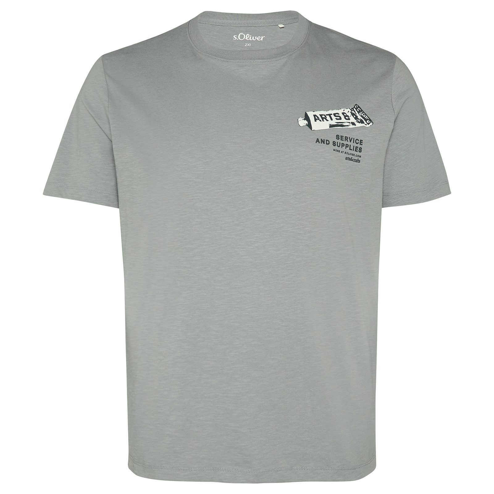 s.Oliver Rundhalsshirt s.Oliver T-Shirt grau XXL Brustprint Arts&Crafts